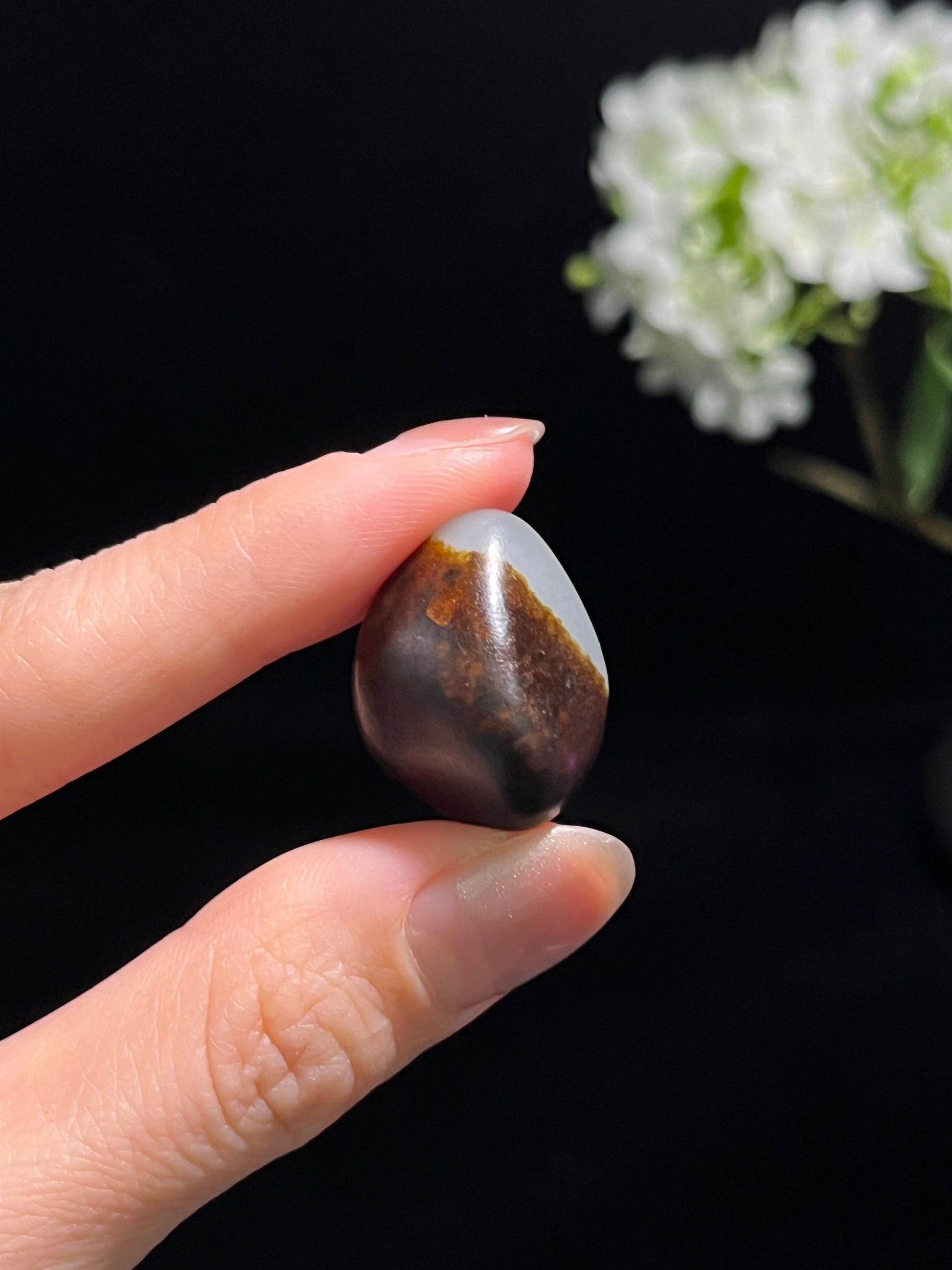 新疆和田玉聚黑皮“墨韵聚边”籽料原石（yc250747）