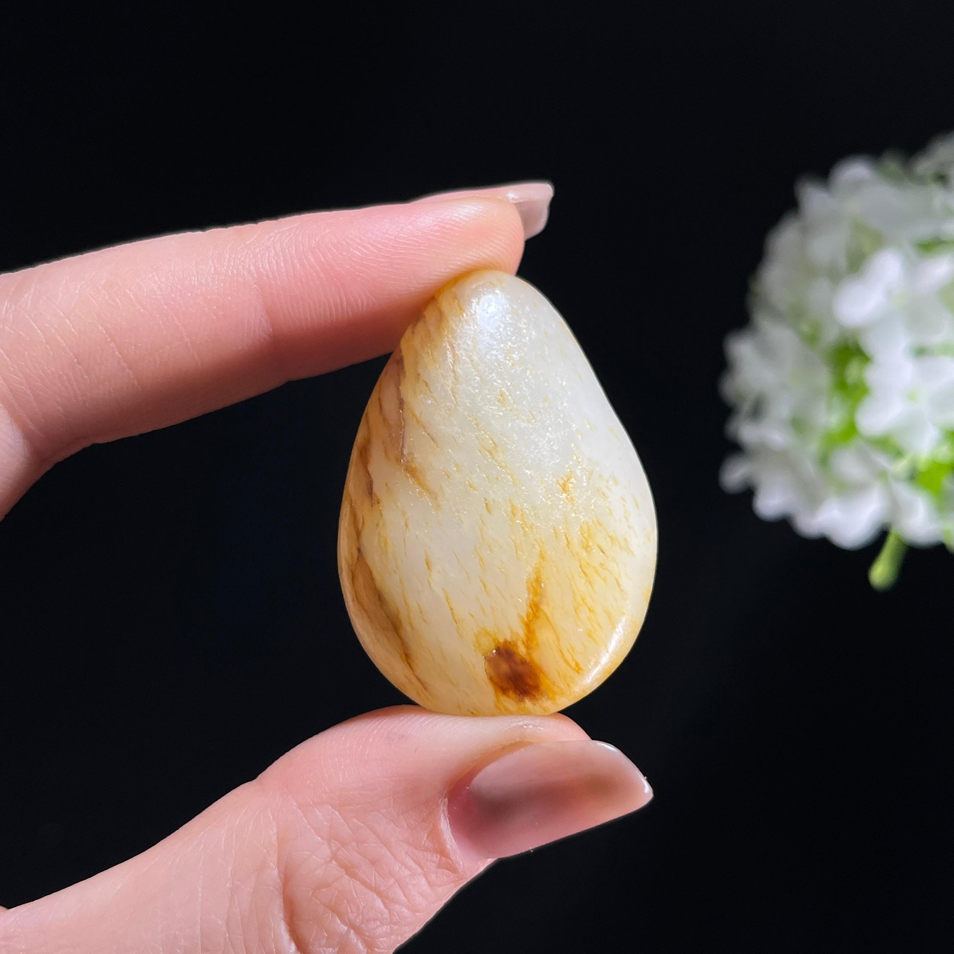 2026.4.9广告流，和田玉白玉“野径留晖”洒金皮籽料（yc382829）