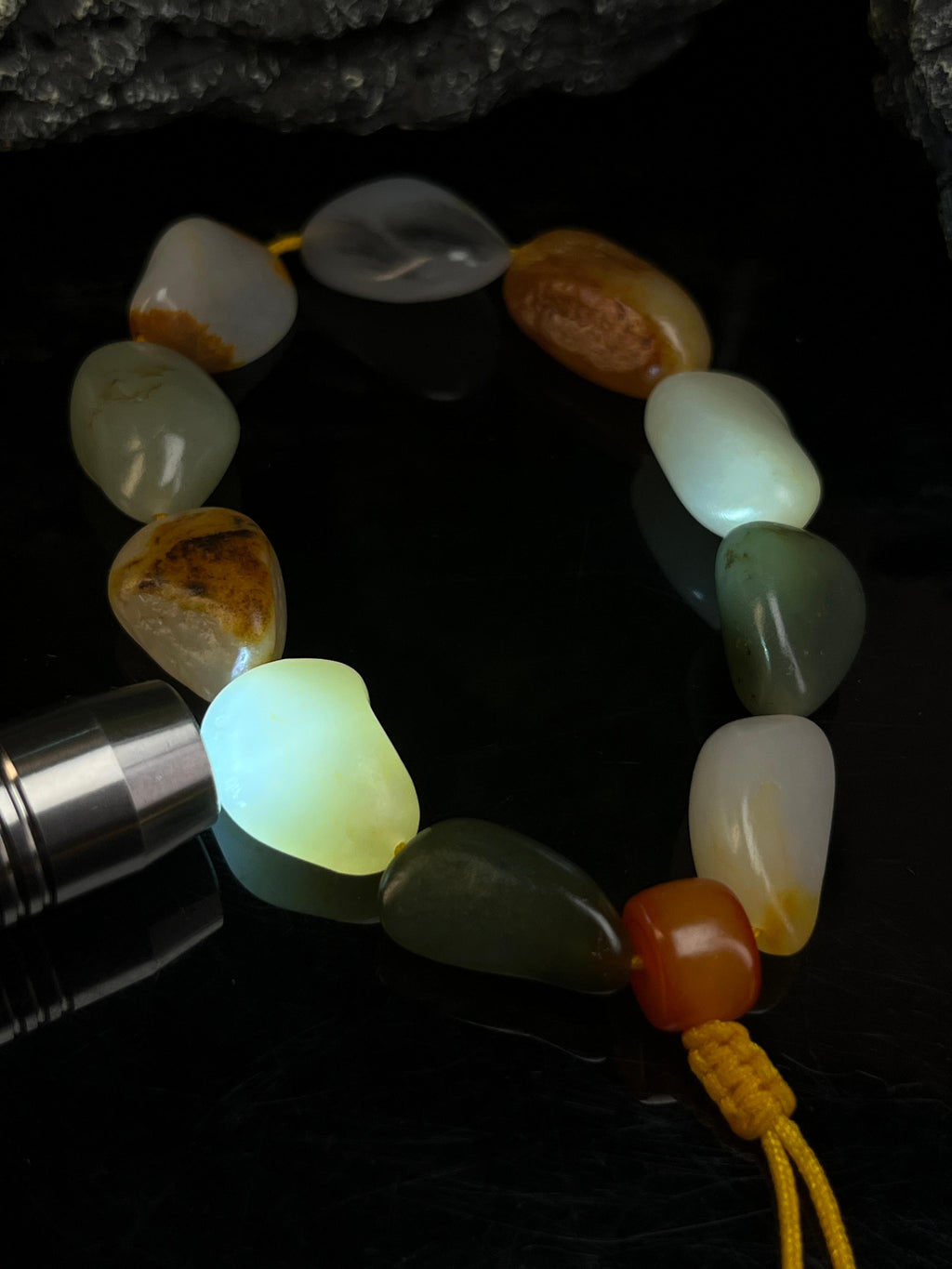 新疆和田玉籽料原石多宝手串原皮原色无修（yc229204）