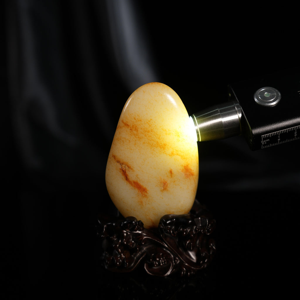 新疆和田玉“流霞敷玉”白玉红皮洒金皮籽料（yc450403）