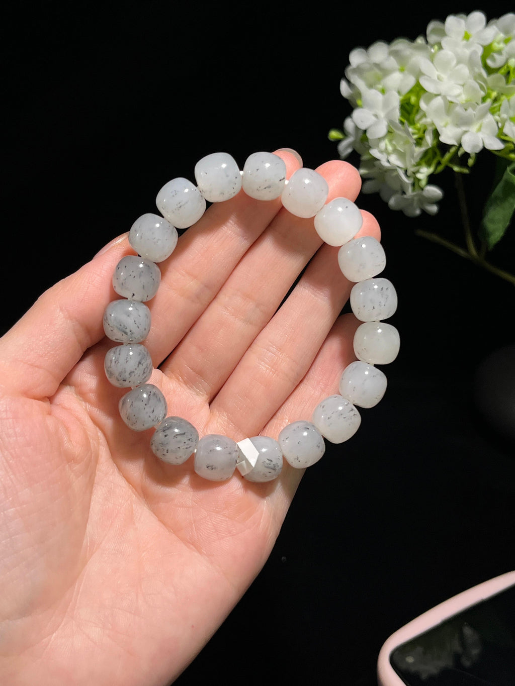 和田玉青花老型珠手串（卡10）（yc246357）