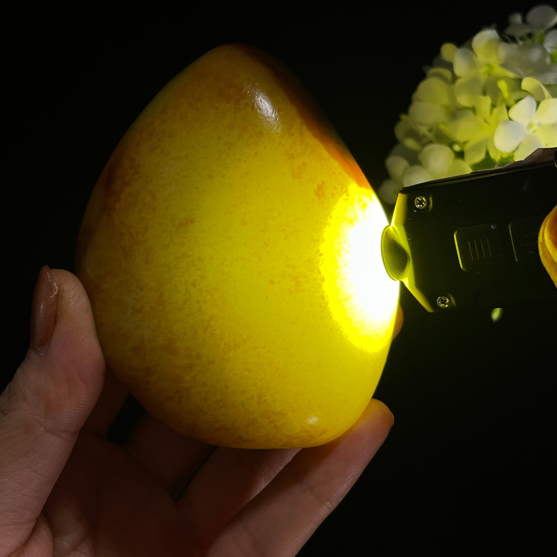 和田玉白玉“黄云衔霞”洒金皮聚红皮籽料（yc384274）