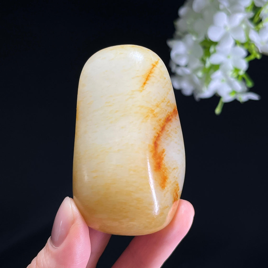 和田玉白玉“红影摇金”洒金皮红皮籽料（yc354457）