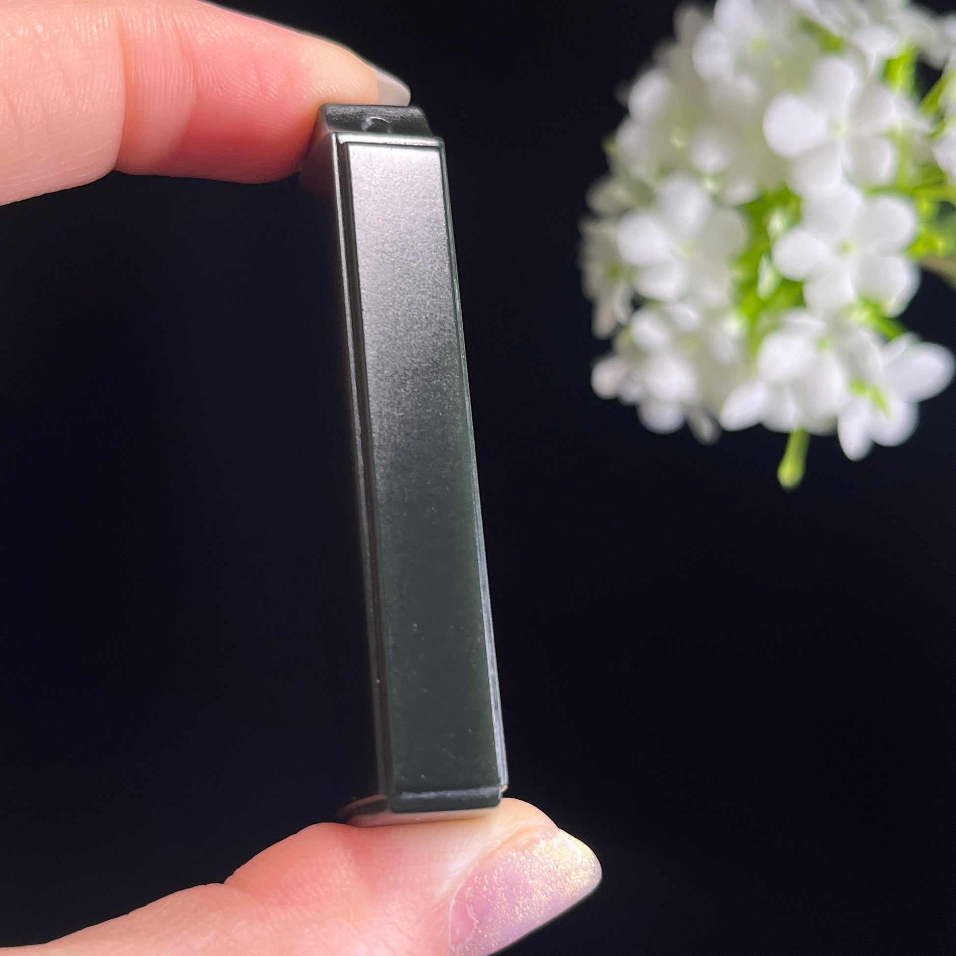 新疆天然和田玉“玄璧守心”黑青平安无事牌（yc330219）