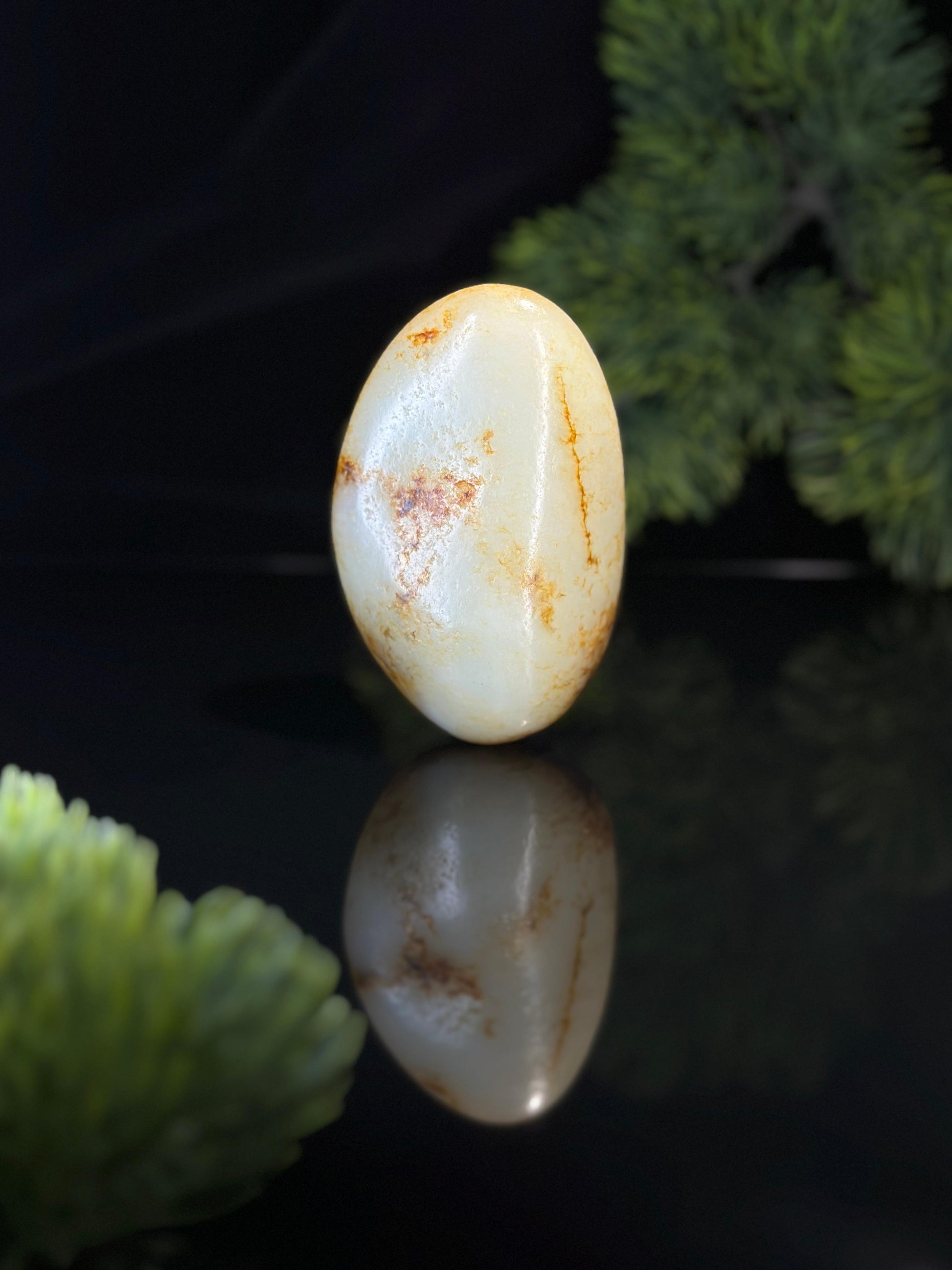 新疆和田玉白玉秋梨皮臻品籽料手把件（yc504281）
