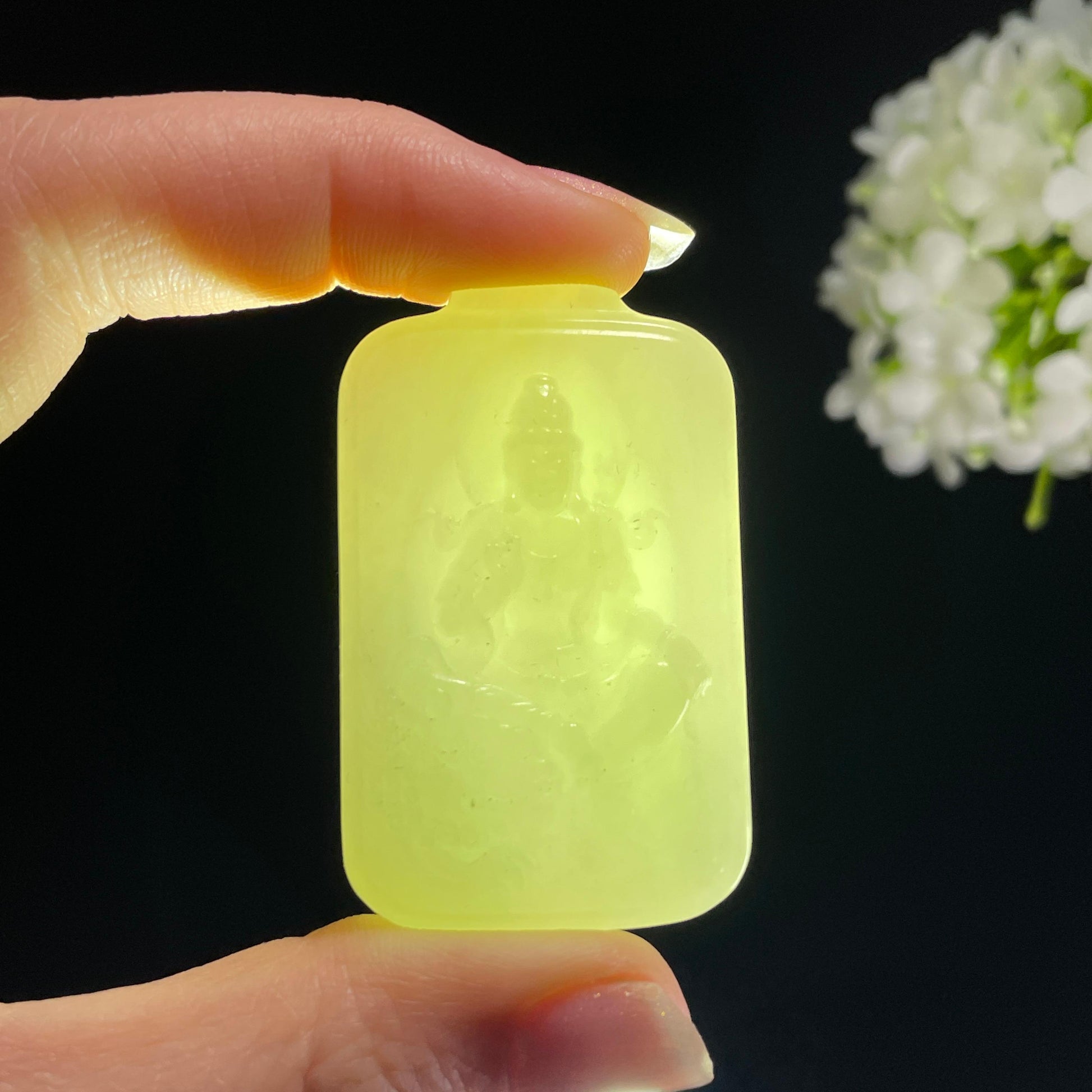 和田玉 “乘龙观音・护佑平安玉牌”（yc320183）