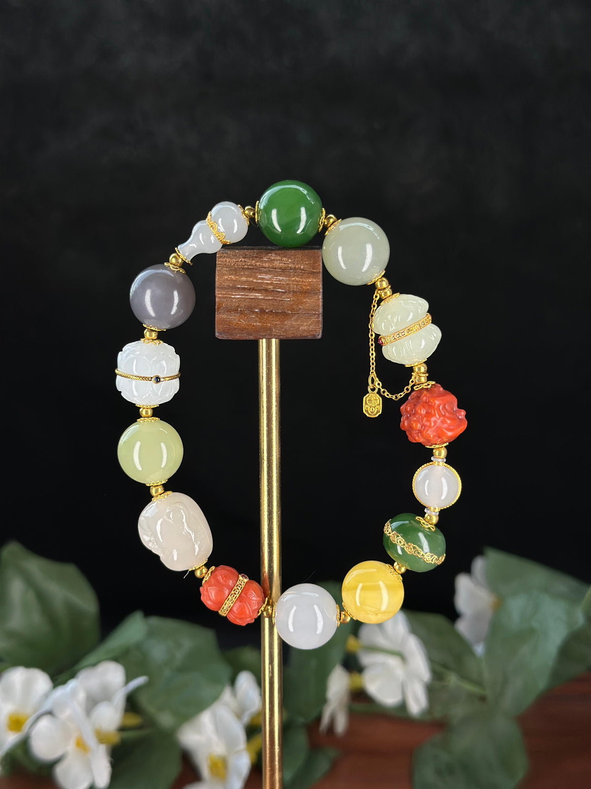 和田玉精品18K金镶多宝设计款手串（yc727279）