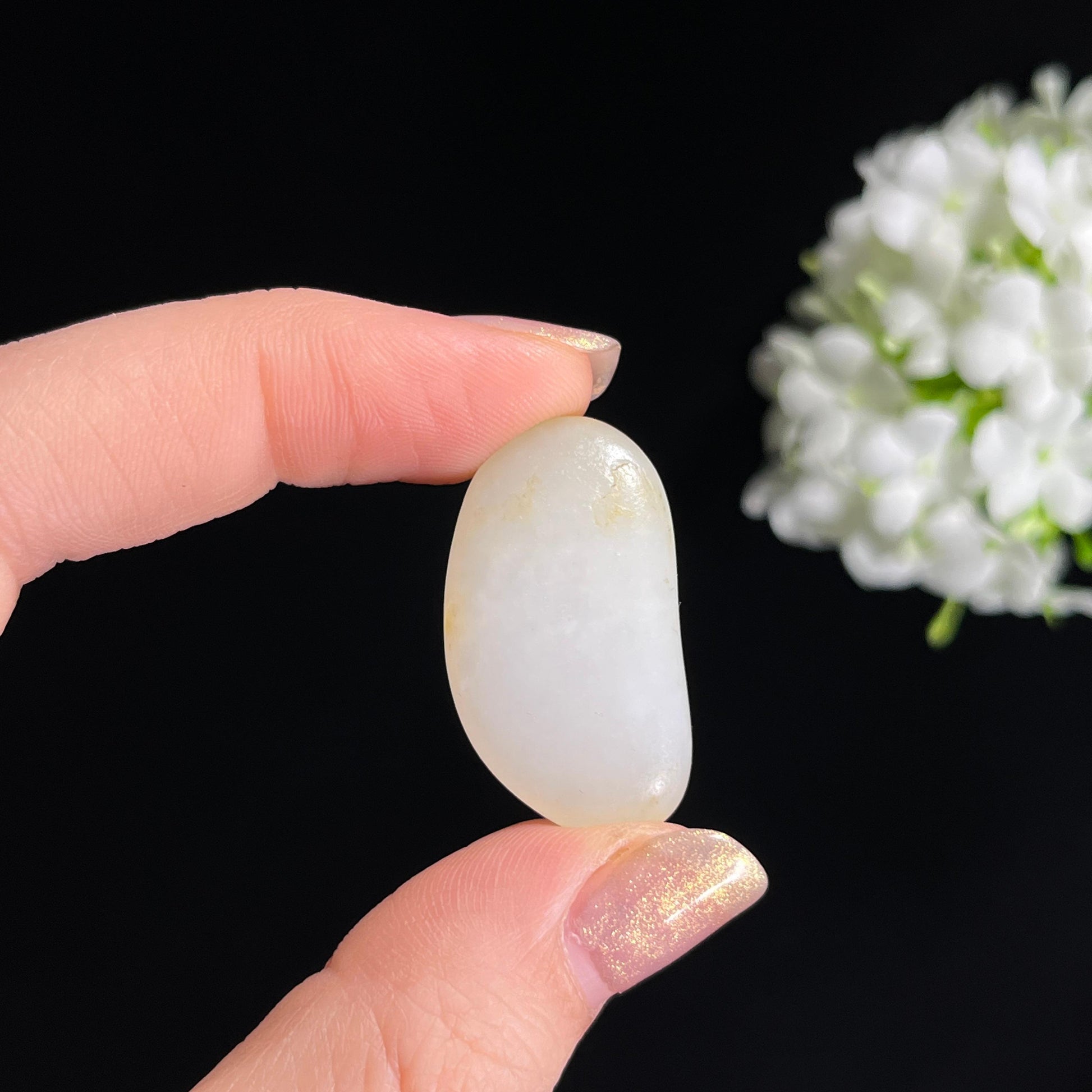 和田玉白玉带洒金皮“玉凝清露”光白籽籽料原石（yc301994）