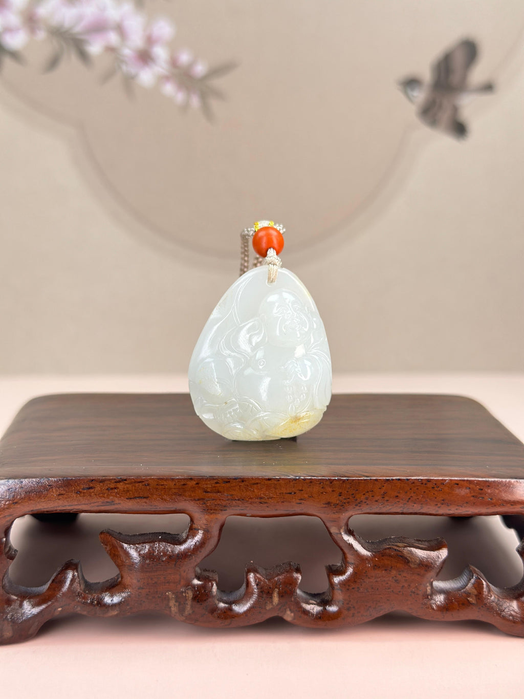 精品新疆和田玉白玉籽料弥勒佛挂件（yc766542）
