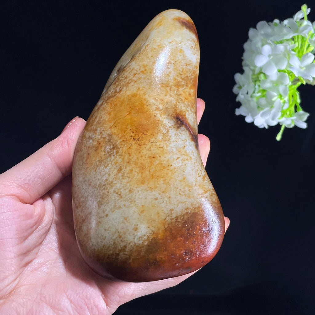 和田玉白玉“赤岸秋晖”聚红皮籽料（yc387537）