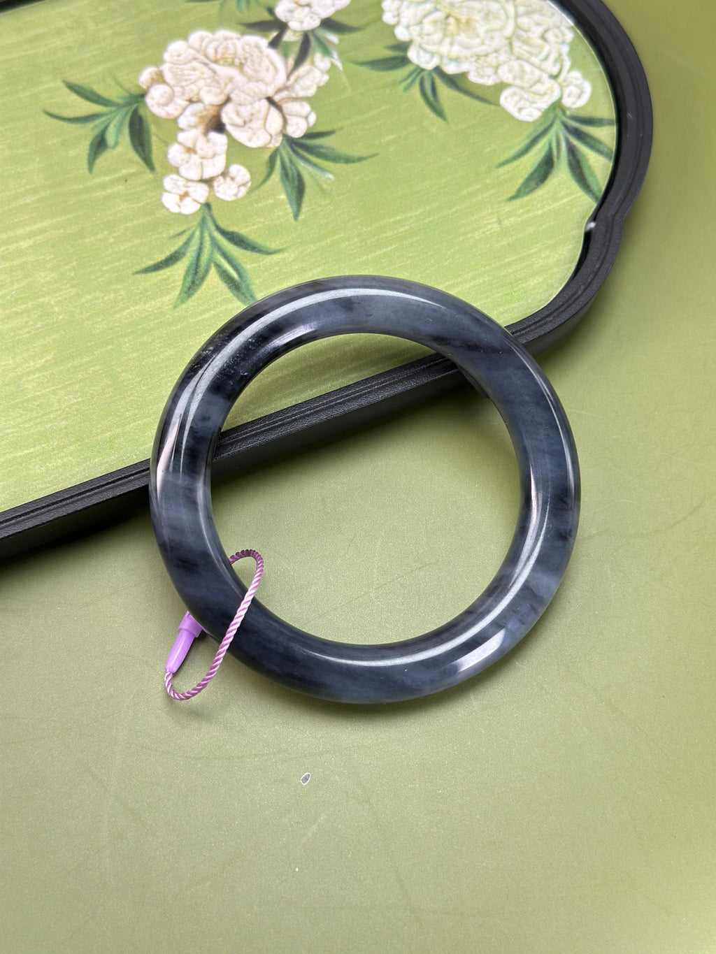 和田玉青花圆条手镯（卡55）（yc763449）