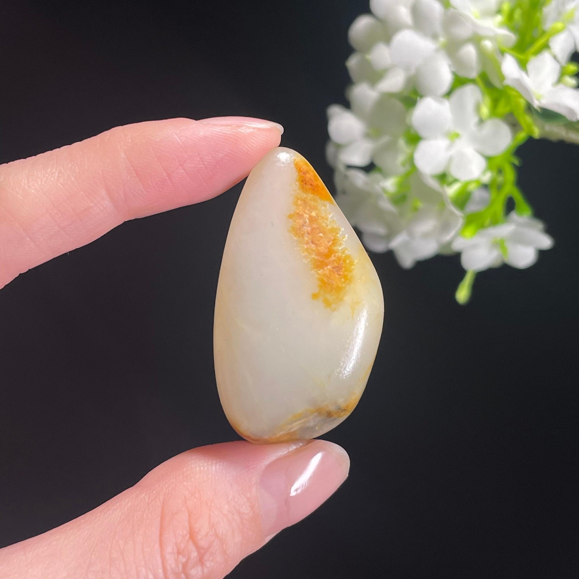 和田玉白玉青花洒金皮“烟江金浪”籽料原石（yc311947）