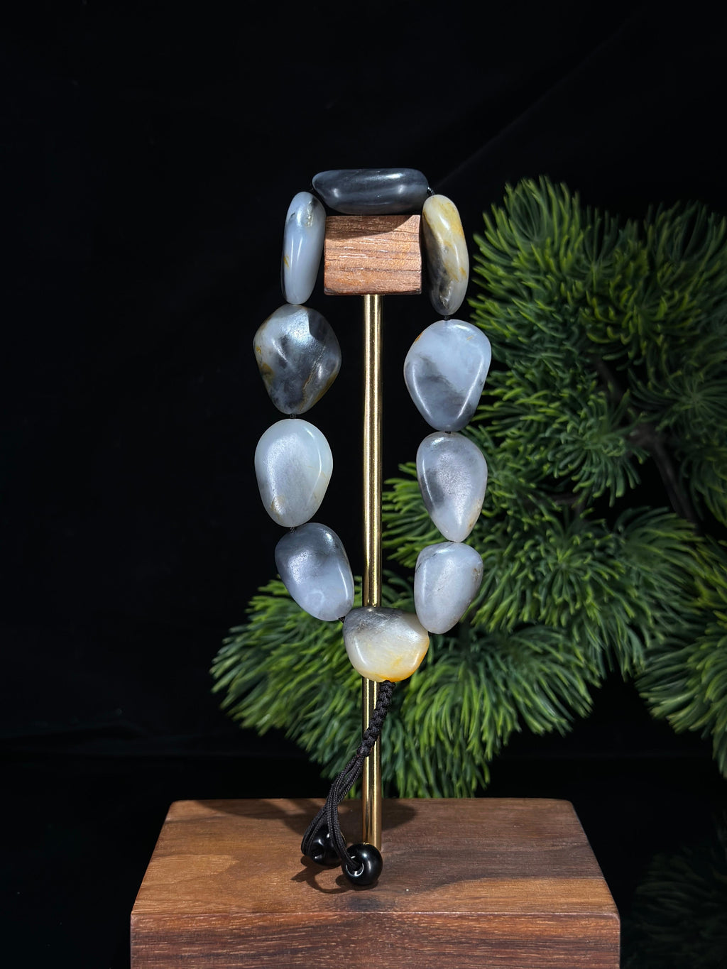 新疆和田玉青花洒金皮精品原籽手串（10颗）（yc524389）
