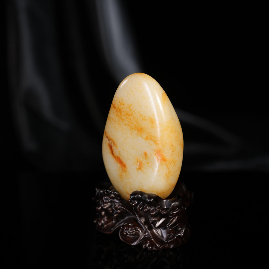 新疆和田玉“流霞敷玉”白玉红皮洒金皮籽料（yc450403）