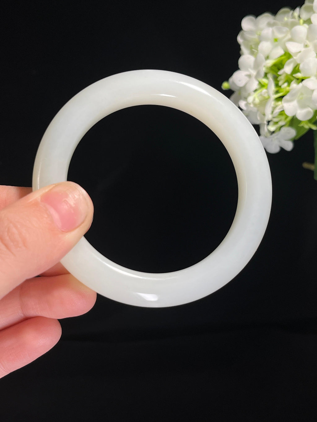 新疆天然和田玉羊脂白玉手镯精品2（卡56）（yc258338）