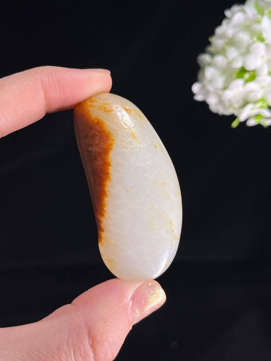 和田一级白玉玛丽艳枣红皮籽料原石手把件（yc265722）