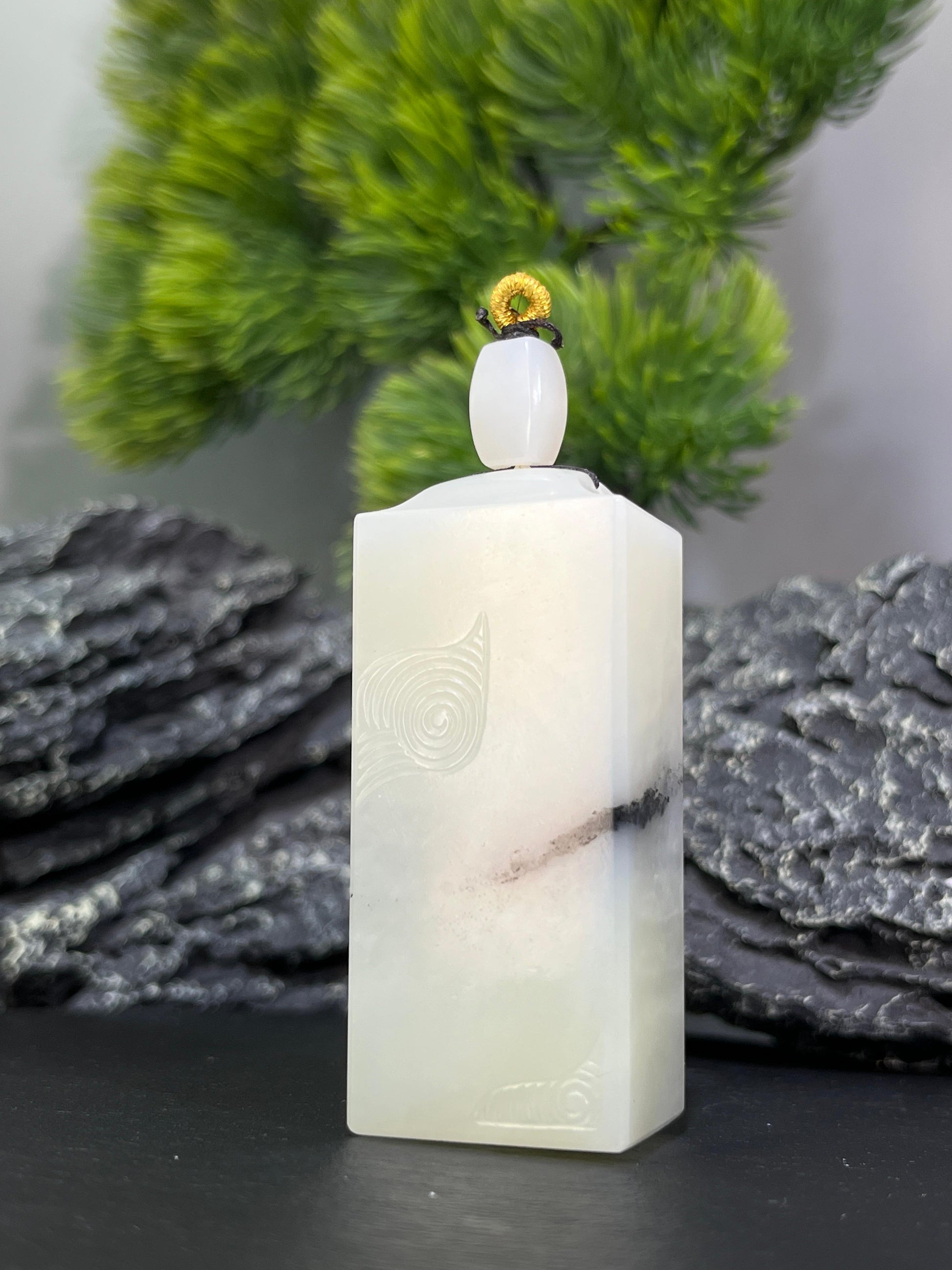 和田玉高青白带青花吊坠1（yc228763）