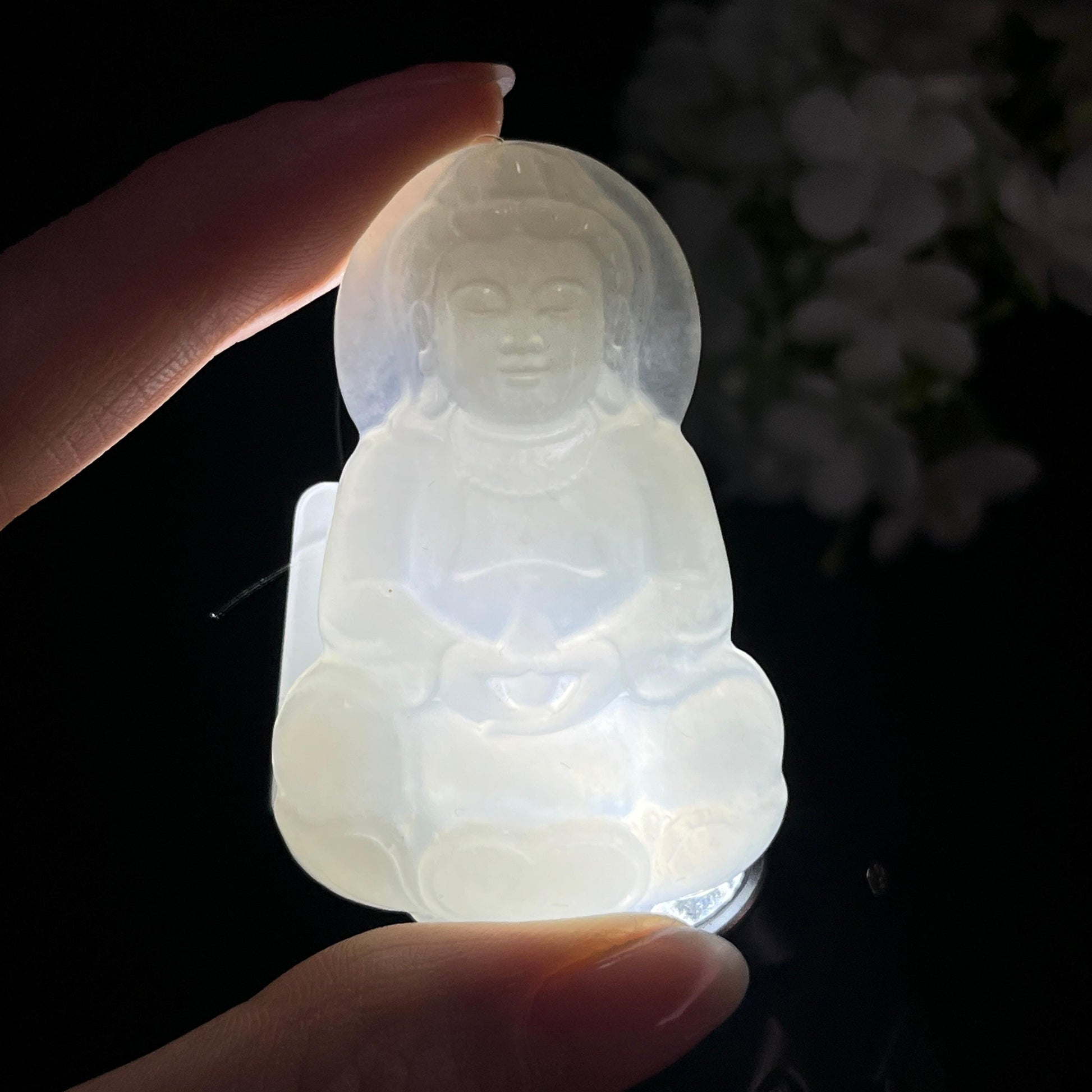 和田玉白玉观音雕刻挂件（yc367278）