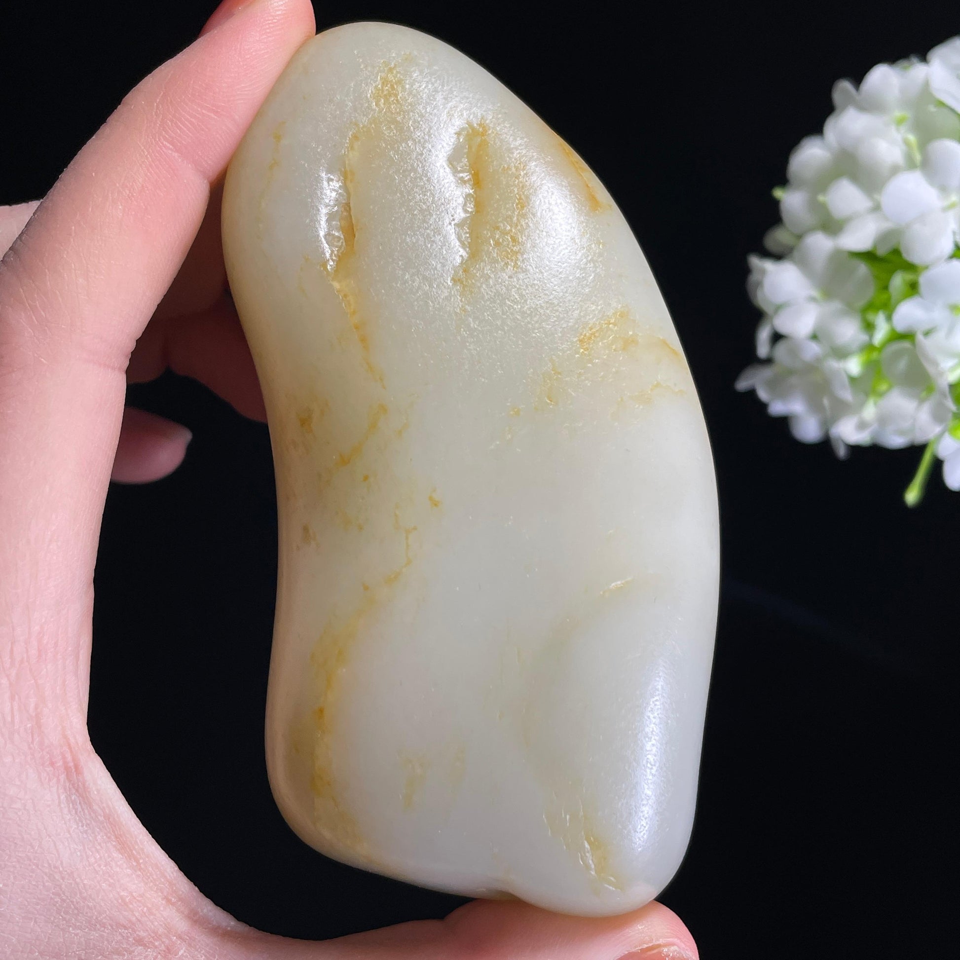 新疆天然和田玉“金缕拂霜”洒金皮籽料（yc318948）