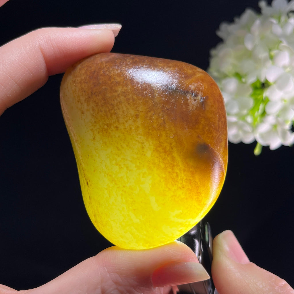和田玉白玉“秋金卧璧”洒金皮红皮籽料（yc360483）