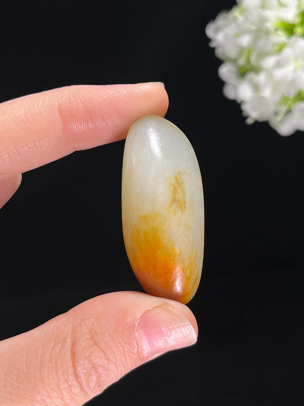 新疆和田白玉红沁油皮挂件籽料原石（yc255437）