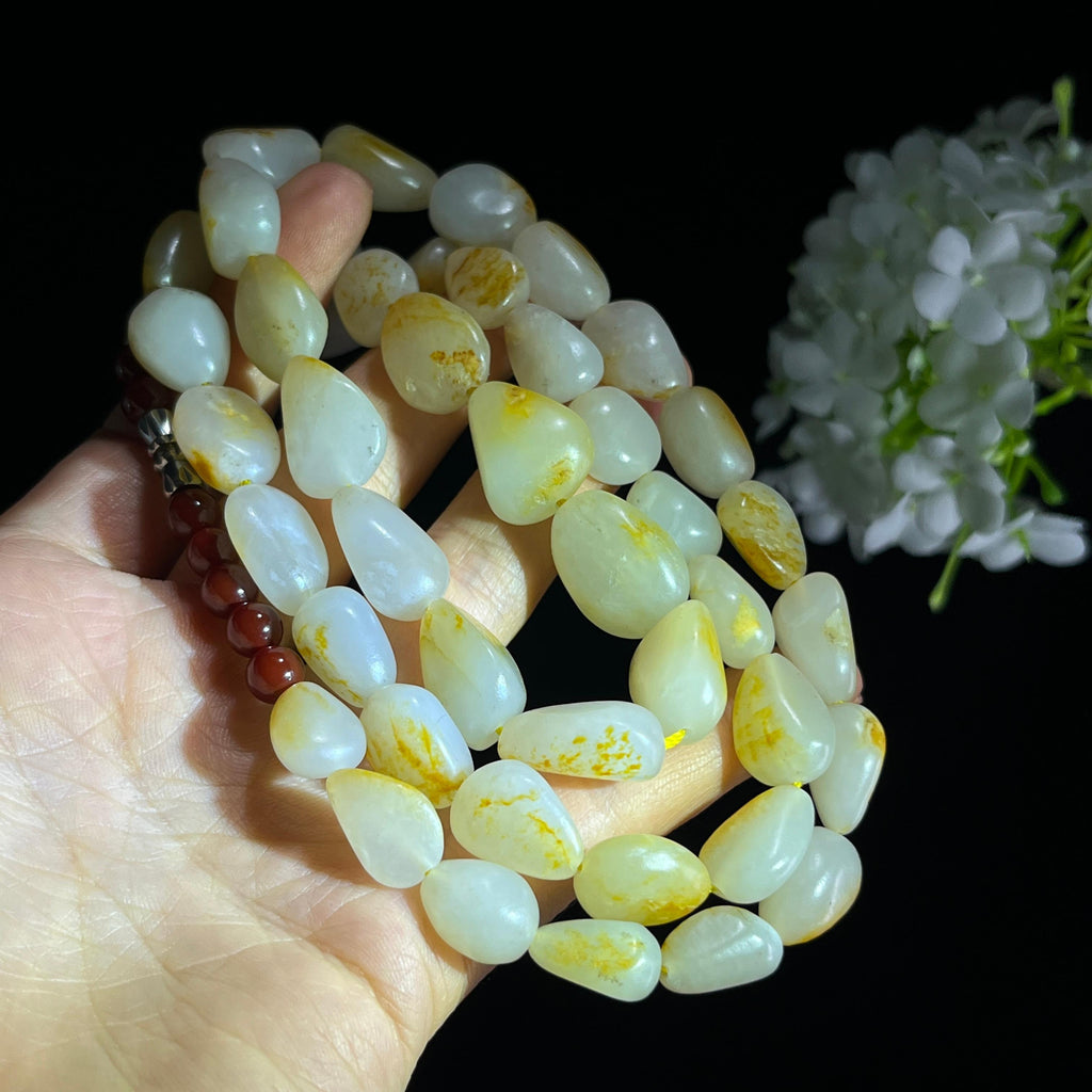 和田玉白玉洒金皮红皮精品原籽项链（yc399624）