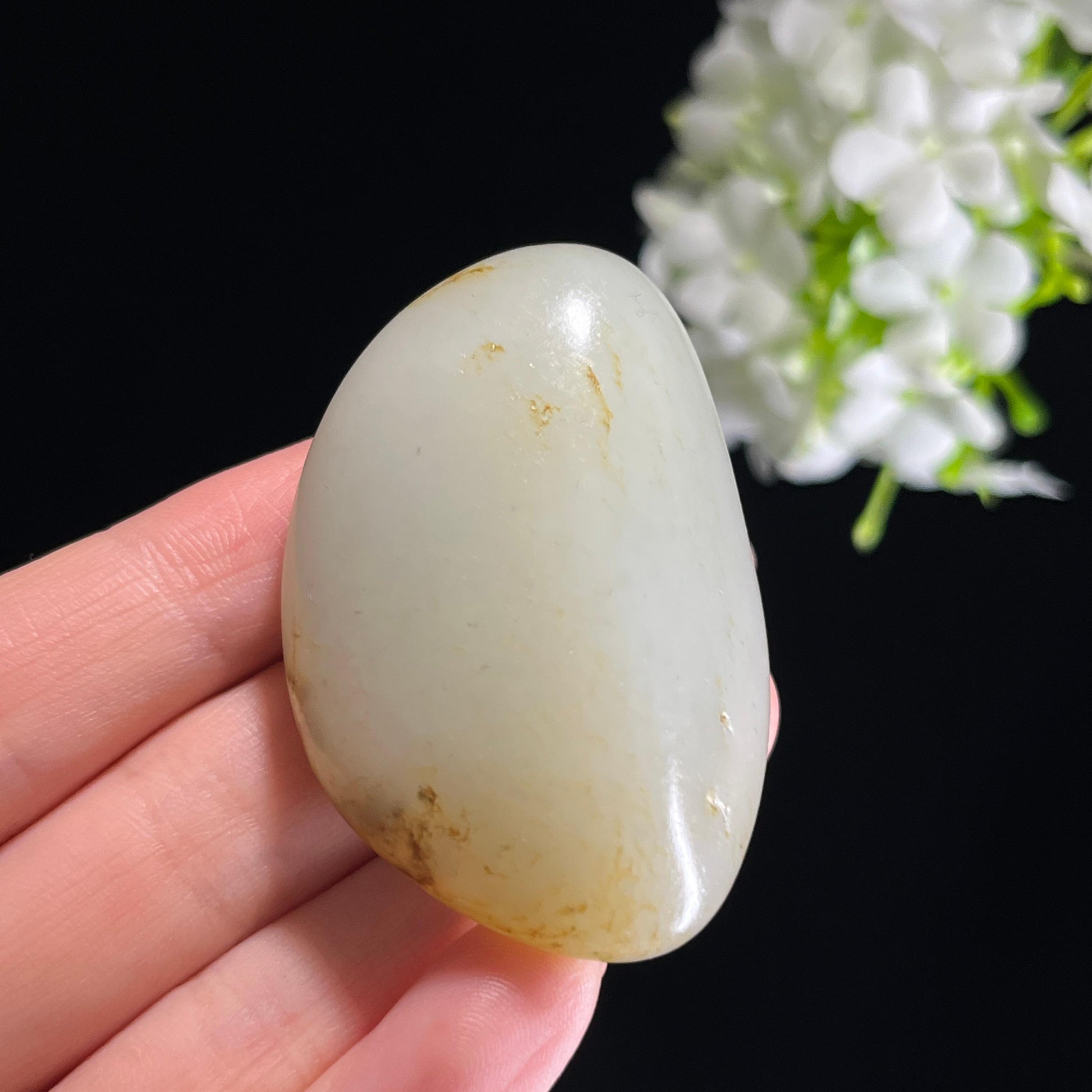 和田玉青白玉“云丝缠月”洒金皮籽料（yc351280）