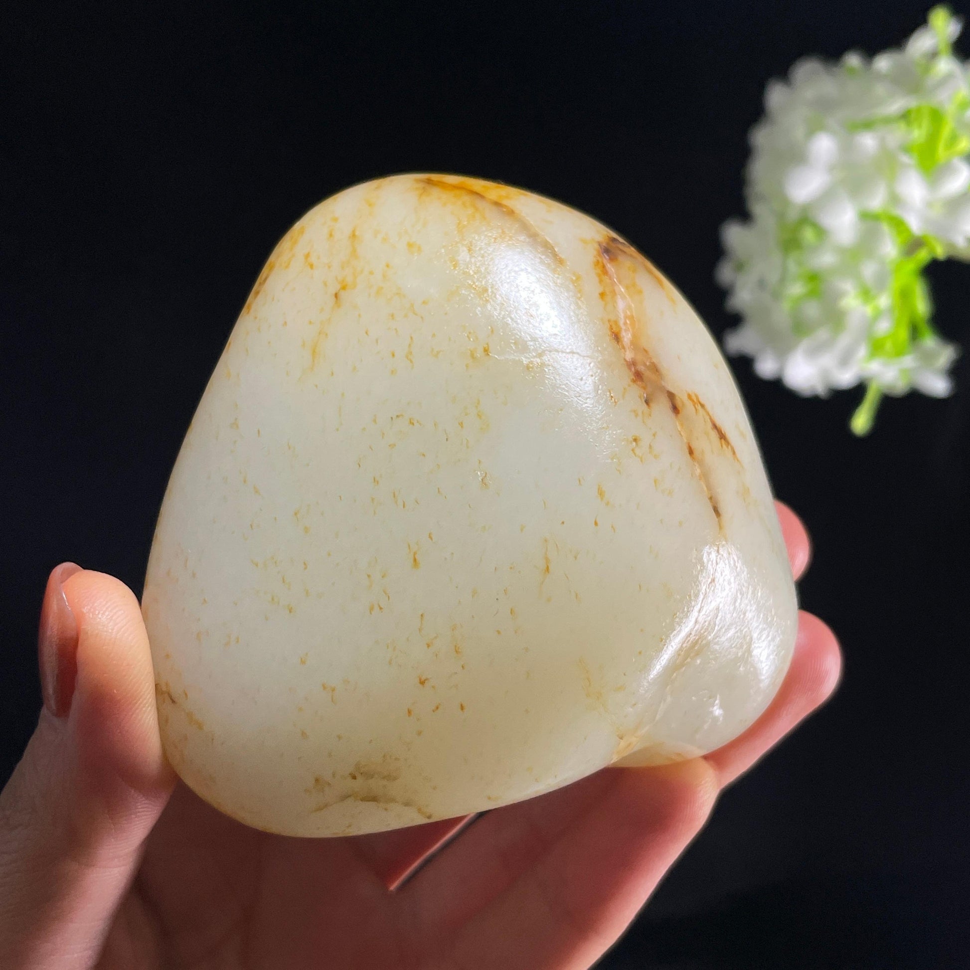 和田玉白玉“月碾金沙”洒金皮红皮籽料（yc387564）