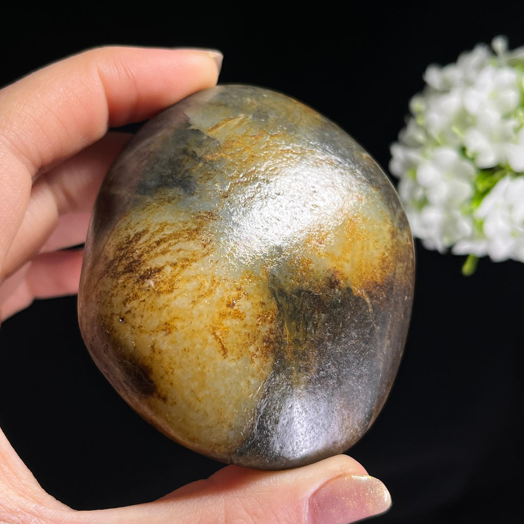 和田玉青花洒金皮“青云金砂”籽料原石（yc295709）