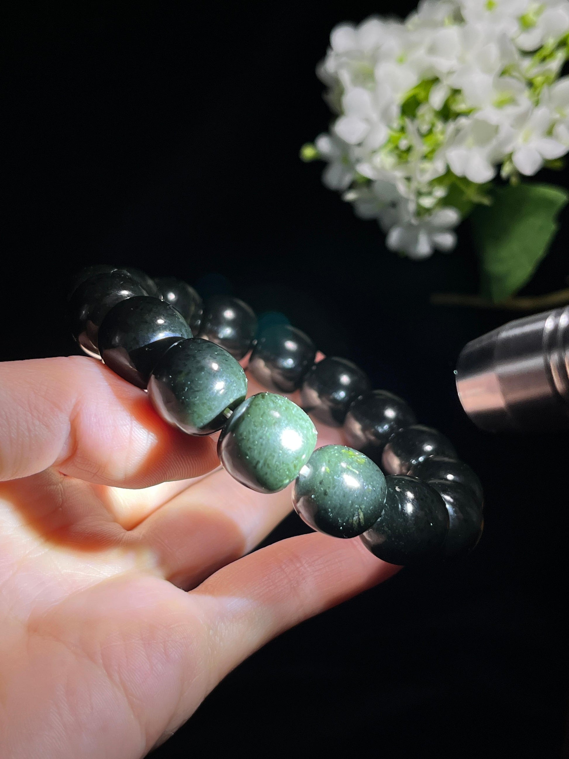 新疆天然和田玉塔青料手串1（yc260242）