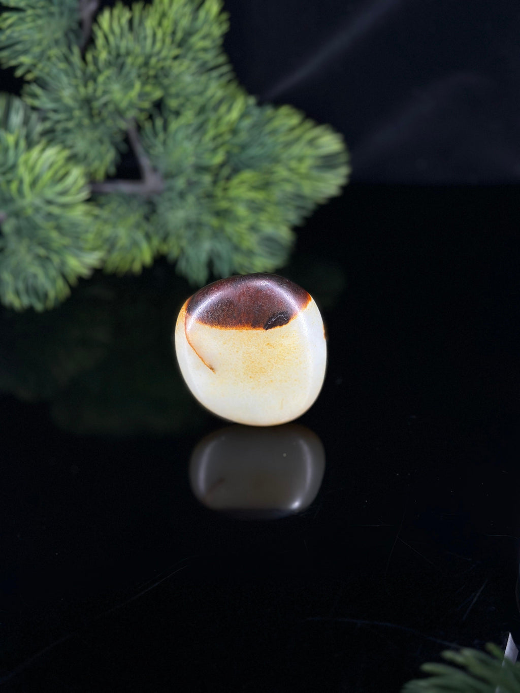 新疆和田玉典藏级白玉洒金皮聚红皮手把挂件双用籽（yc470714）