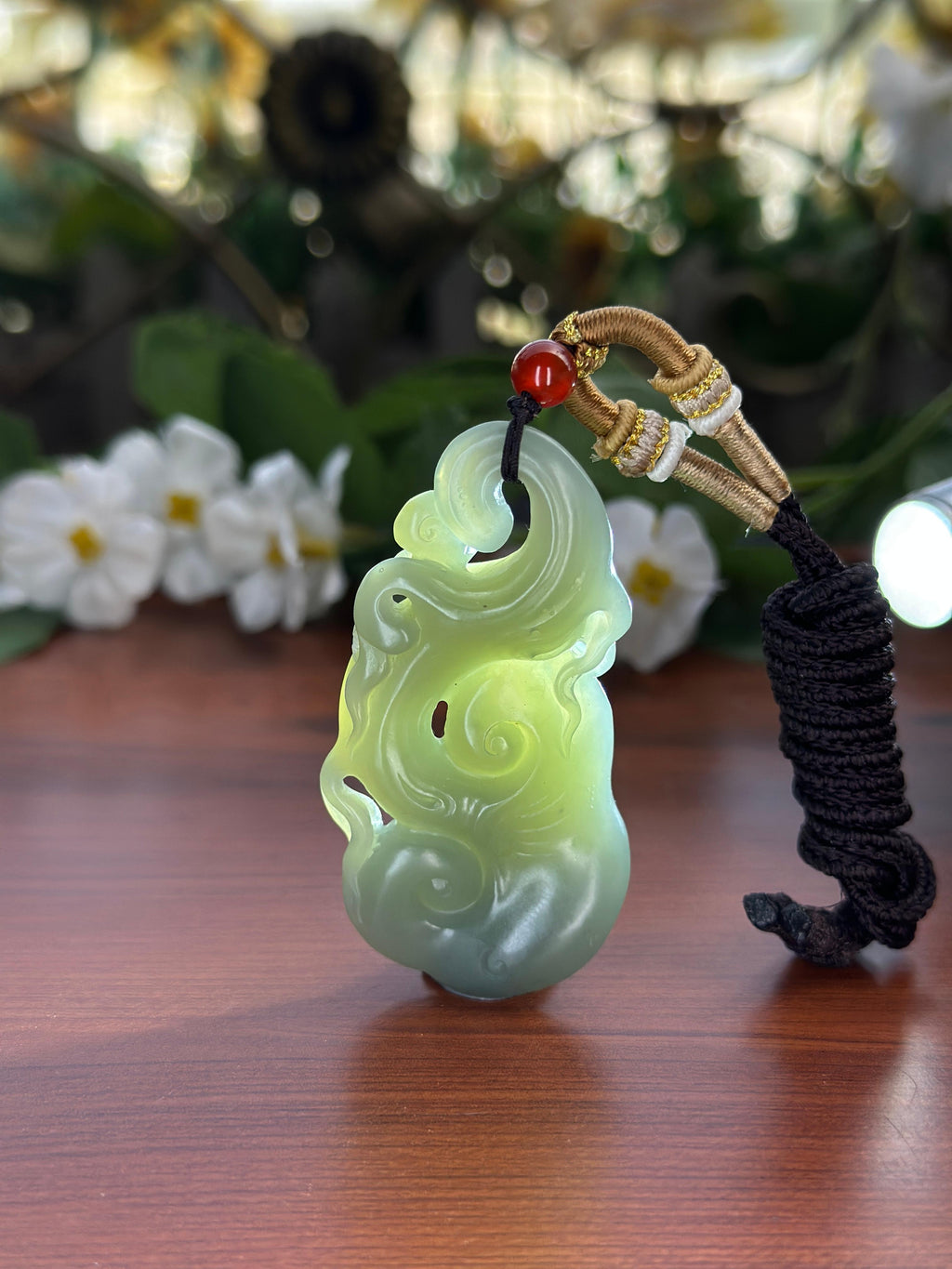 和田玉且末蓝灵芝如意挂件（yc708887）