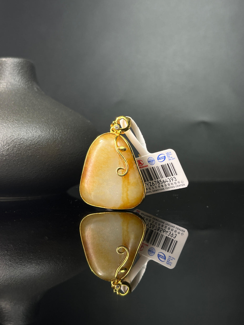 新疆和田玉籽料原石18k金镶玉吊坠8（yc243623）