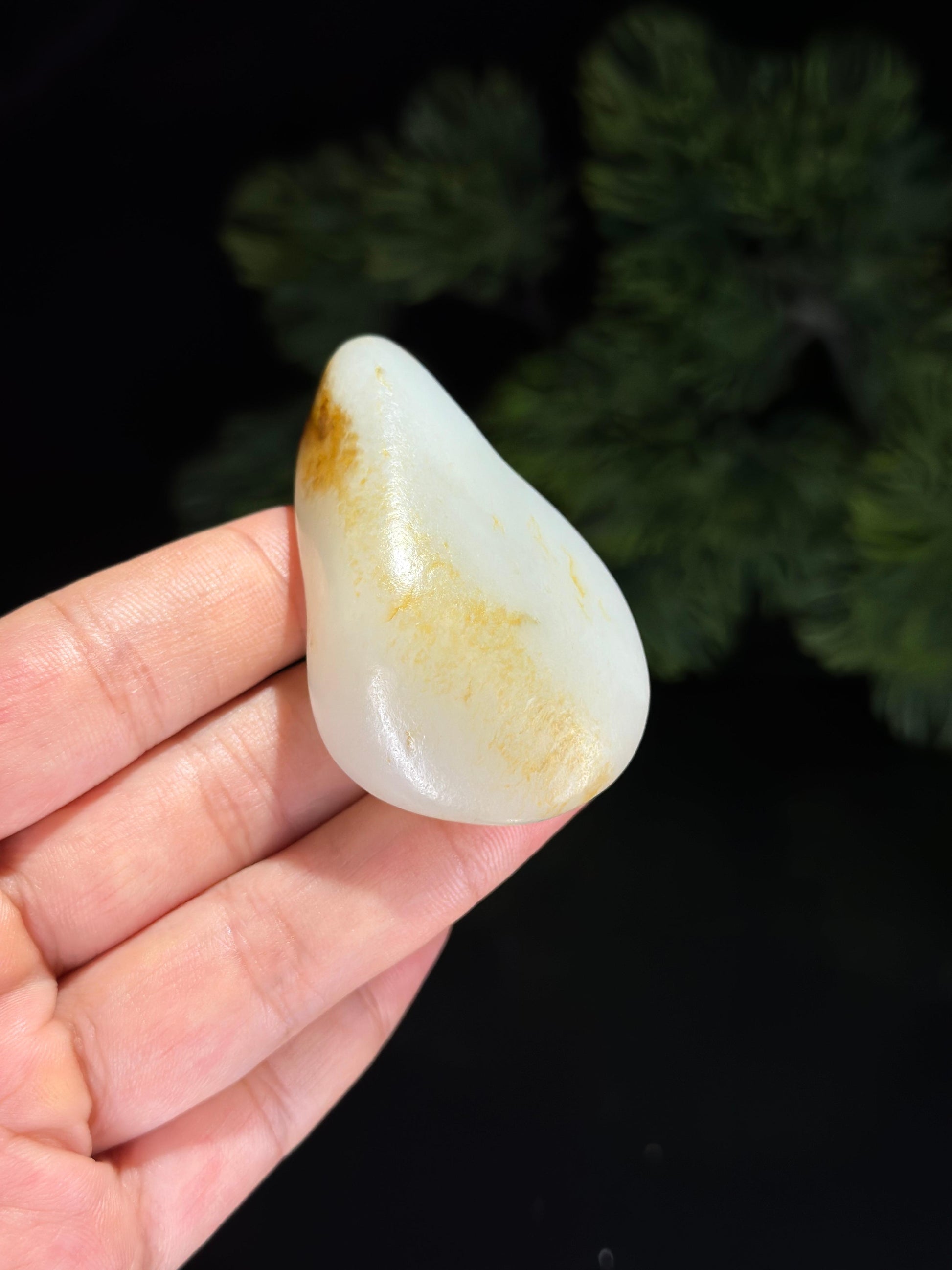 新疆和田玉白玉洒金皮精品籽料手把件（yc504907）