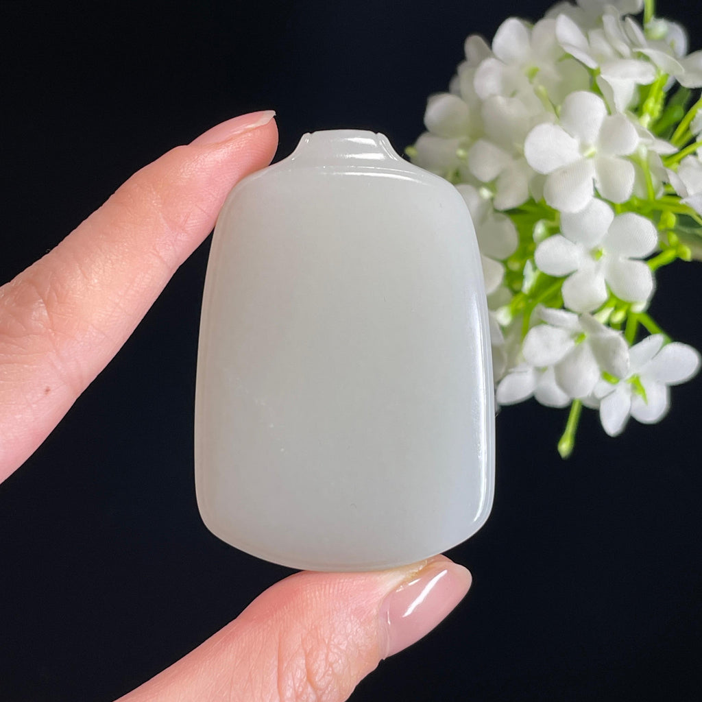 和田玉籽料白玉“润形素安无事牌” （留皮）（yc325528）