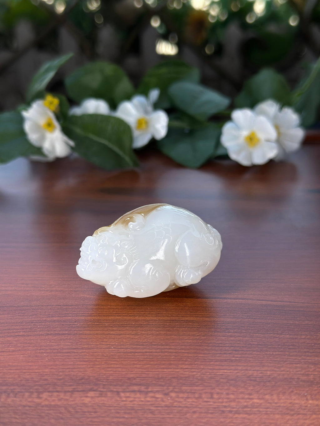 和田玉糖白貔貅挂件（yc707352）