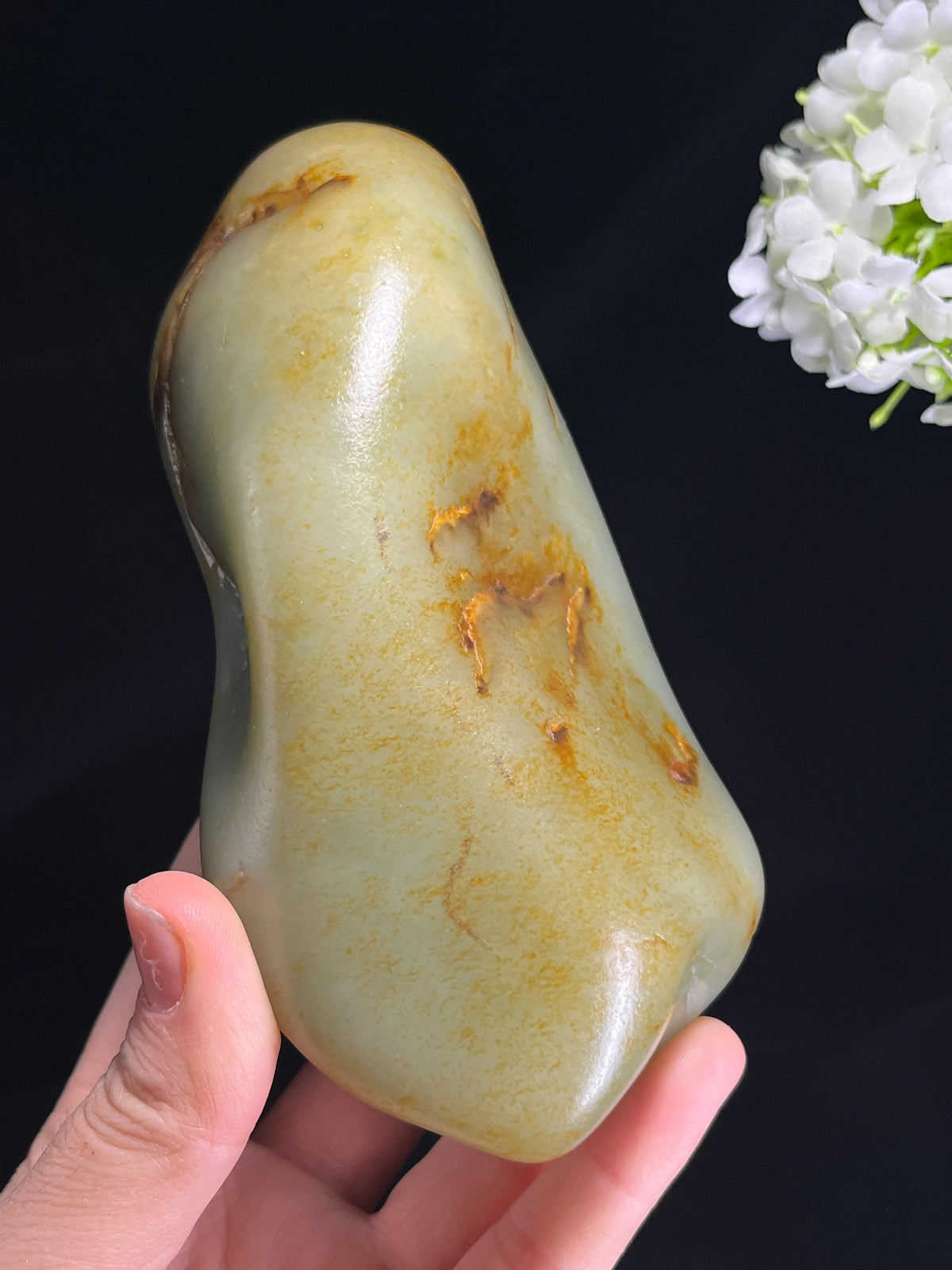 新疆天然和田玉籽料原石洒金皮摆件（yc262833）