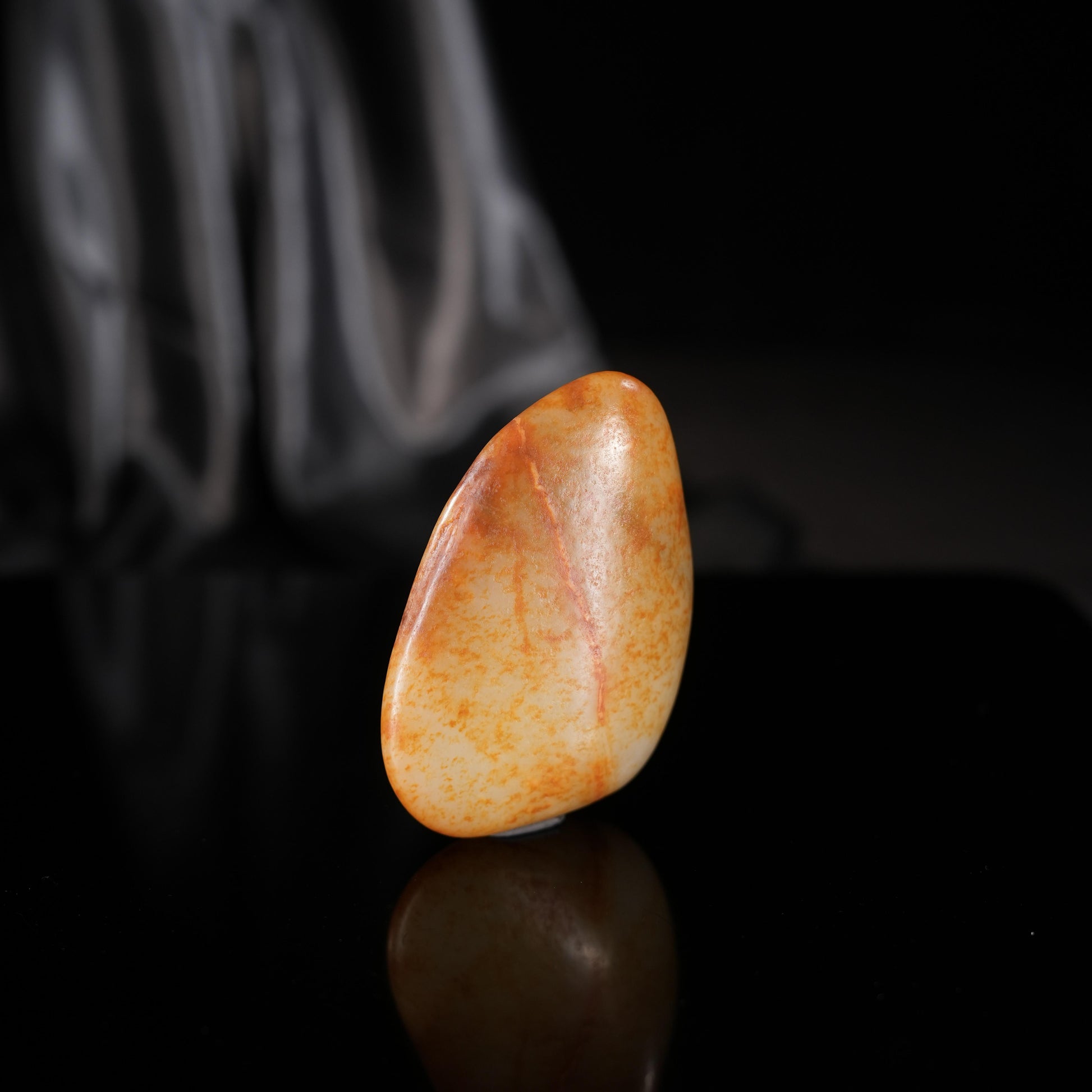 新疆和田玉“枫丝垂玉”洒金洒红皮籽料（yc450707）
