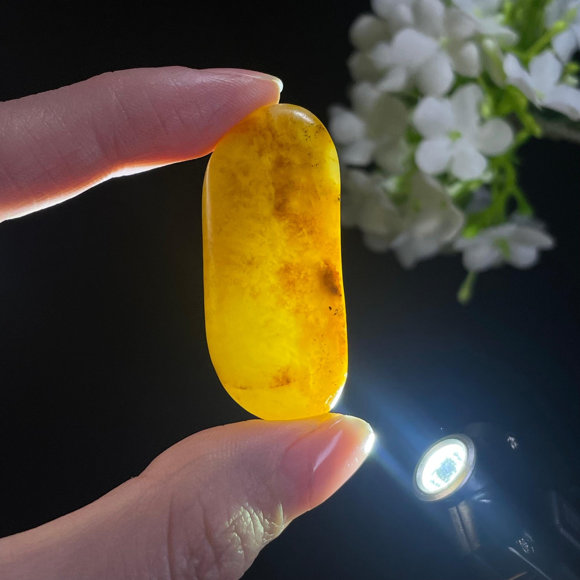 和田玉白玉黄沁皮“金光玉脂”籽料原石（yc311966）