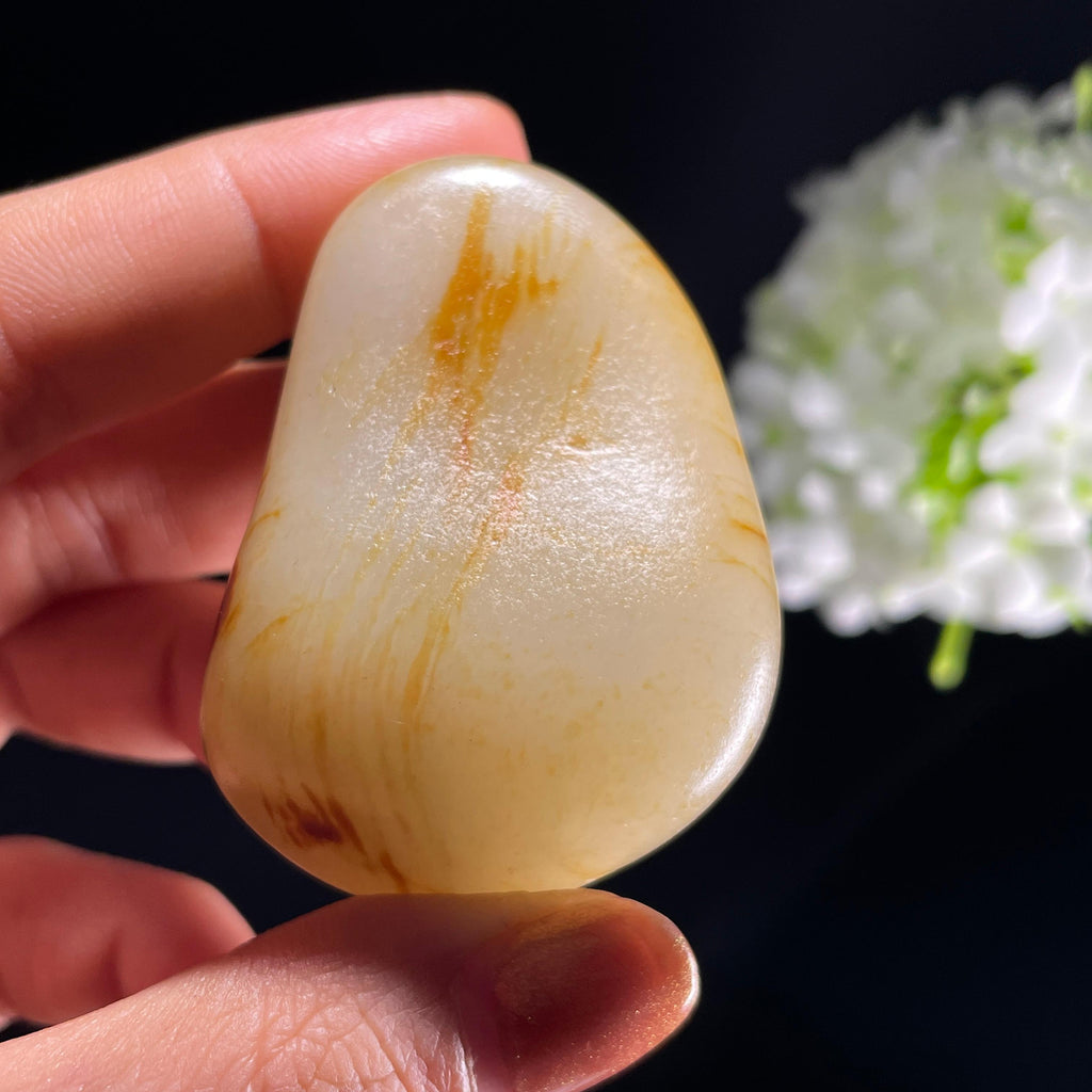 和田玉白玉“江波映红”洒金聚红皮籽料（yc392625）