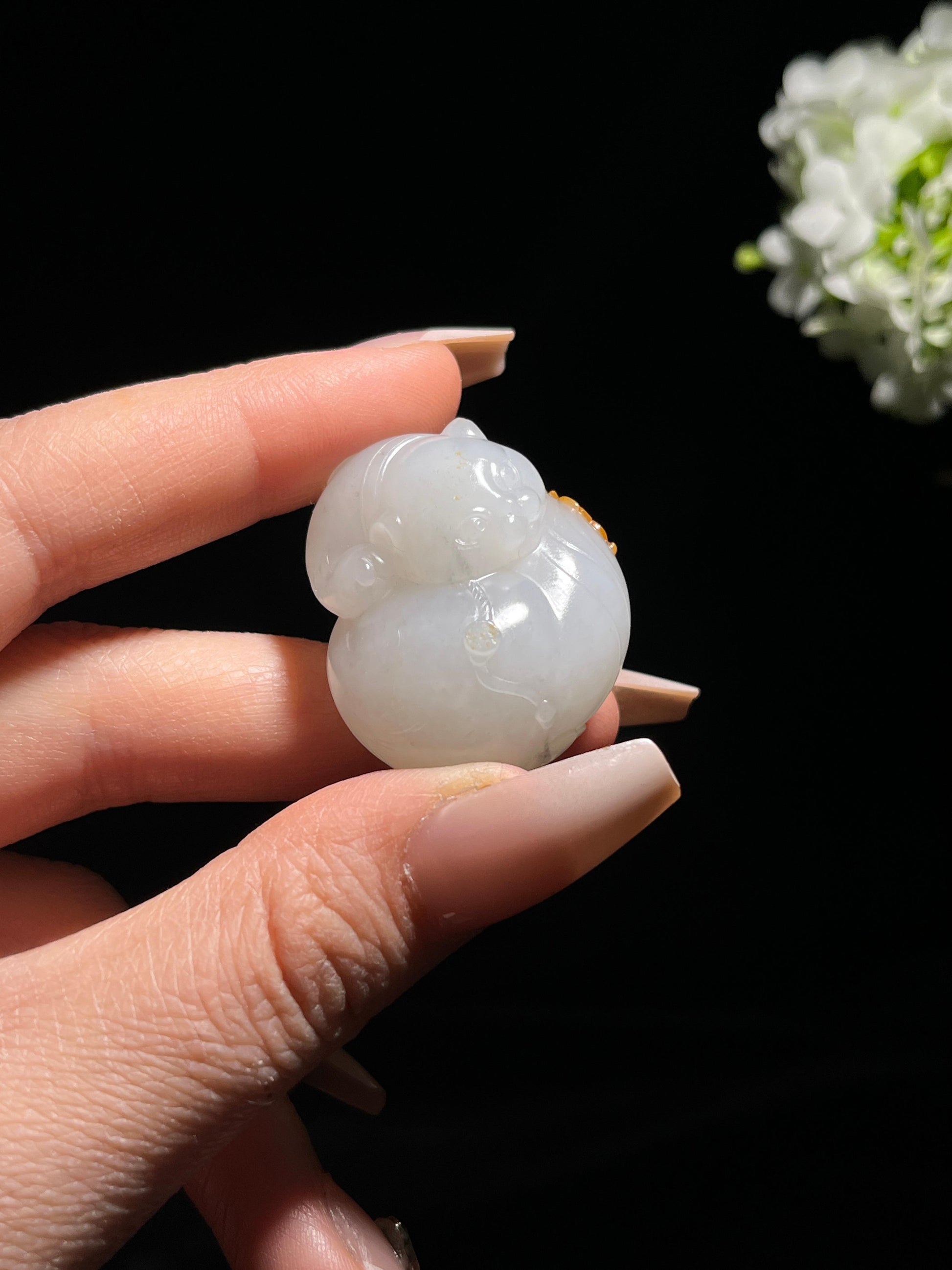 新疆天然和田玉羊脂白玉猫籽料聚红皮吊坠（yc263427）