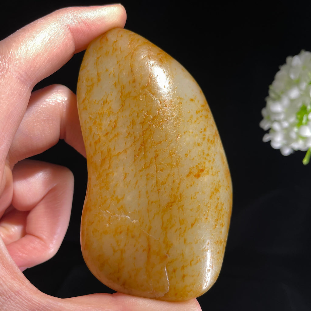 和田玉“金雨织秋”白玉通体洒金皮籽料（yc420575）