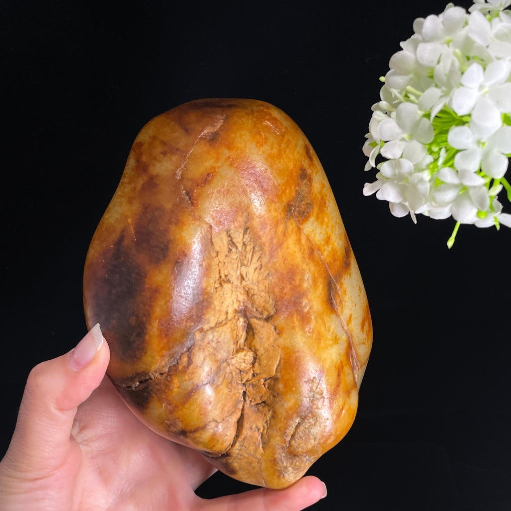 新疆天然和田玉“锦玉盈仓”黄沁籽料（yc407409）