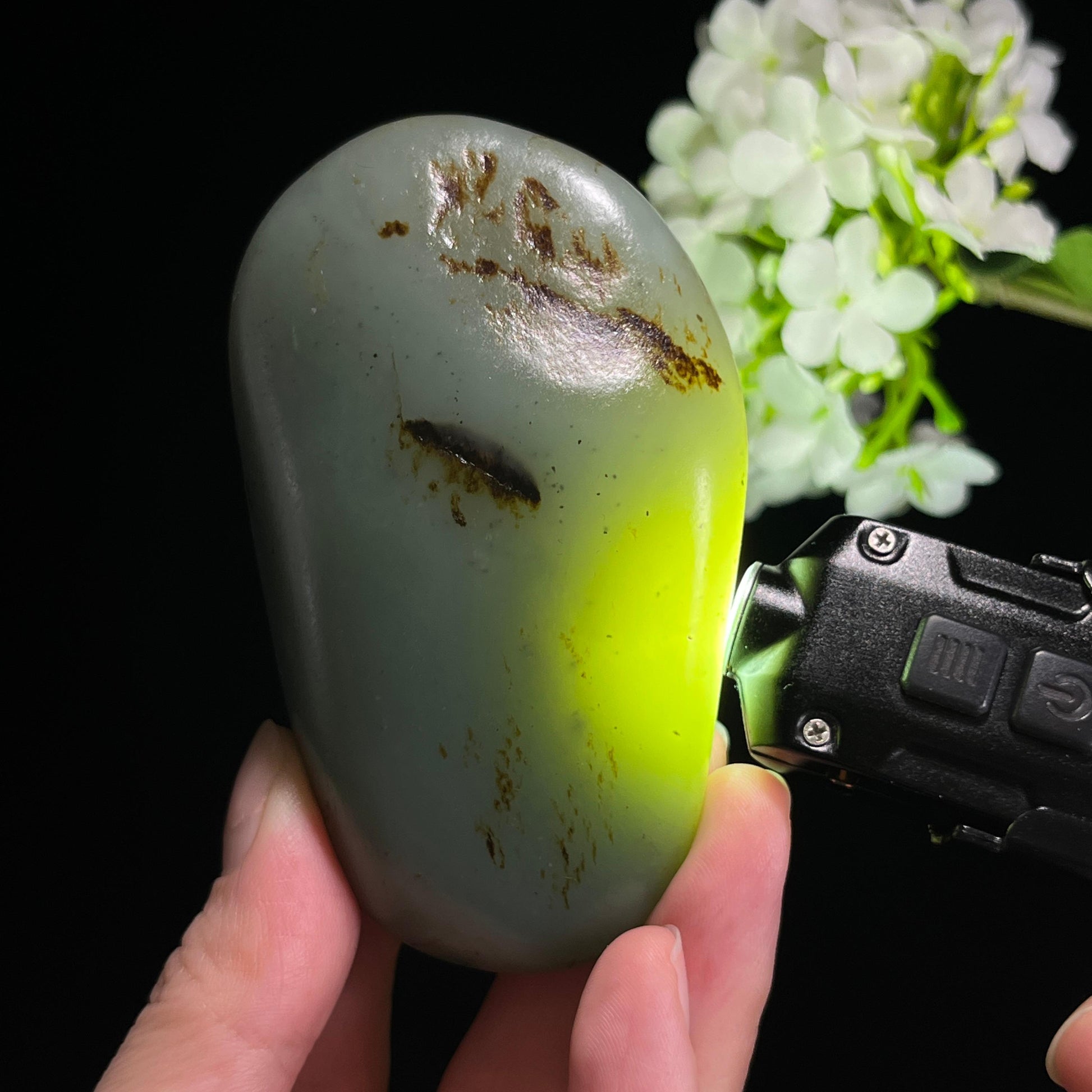 和田玉青玉秋梨皮“浅青渡秋”籽料原石（yc310660）