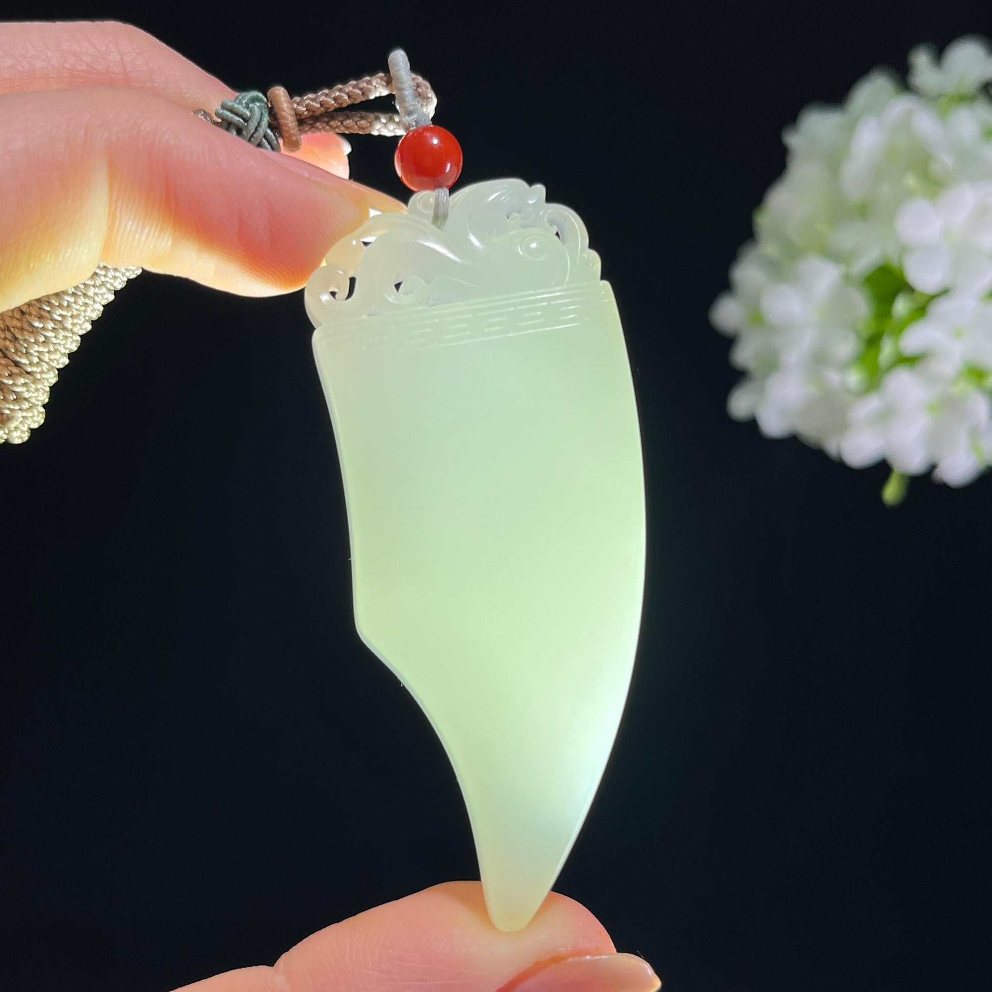 和田玉白玉籽料仿古龙牙（斧形）佩（yc372581）