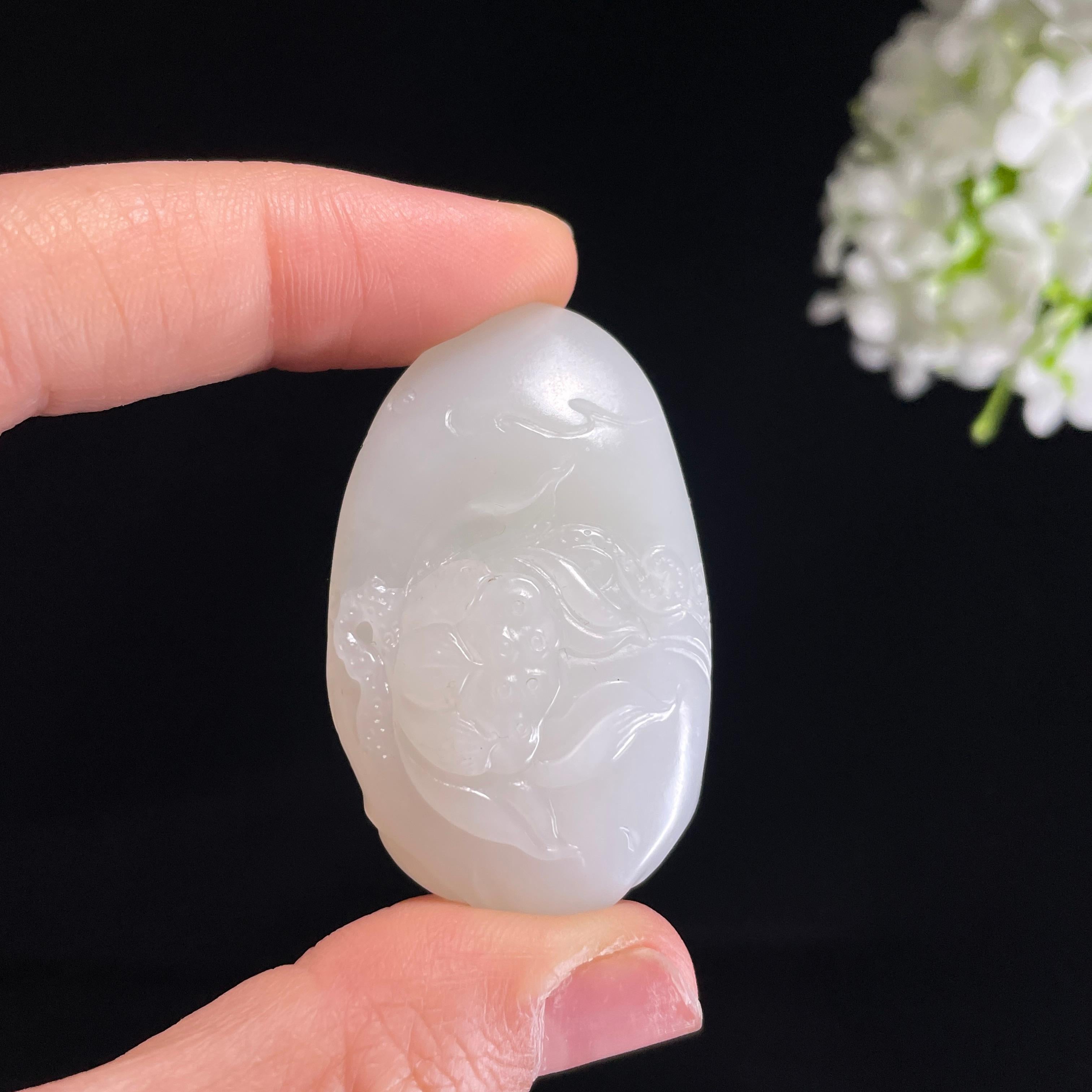 和田玉白玉弥勒佛双面雕挂件（yc428811） – 添福玉器