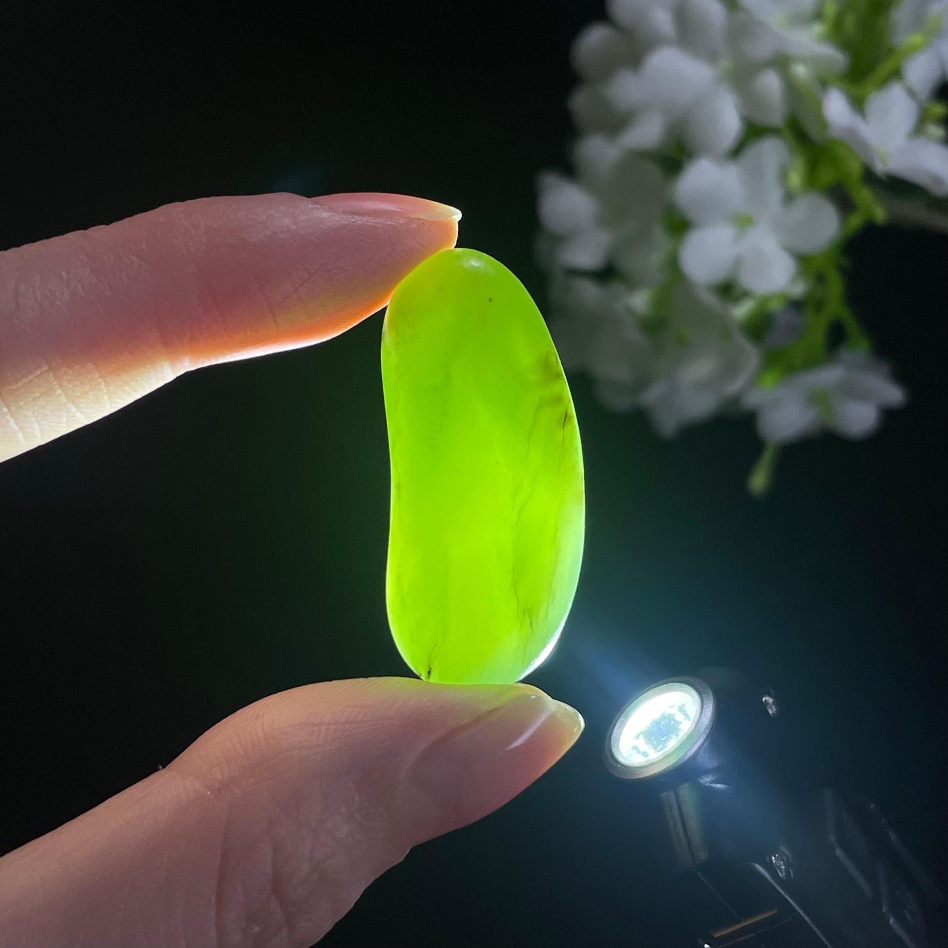 和田玉青玉“竹影新叶”籽料原石（yc311967）