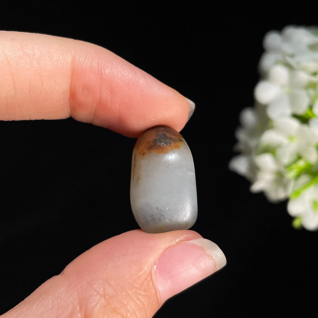 新疆天然和田玉青花聚红皮小籽（yc414991）