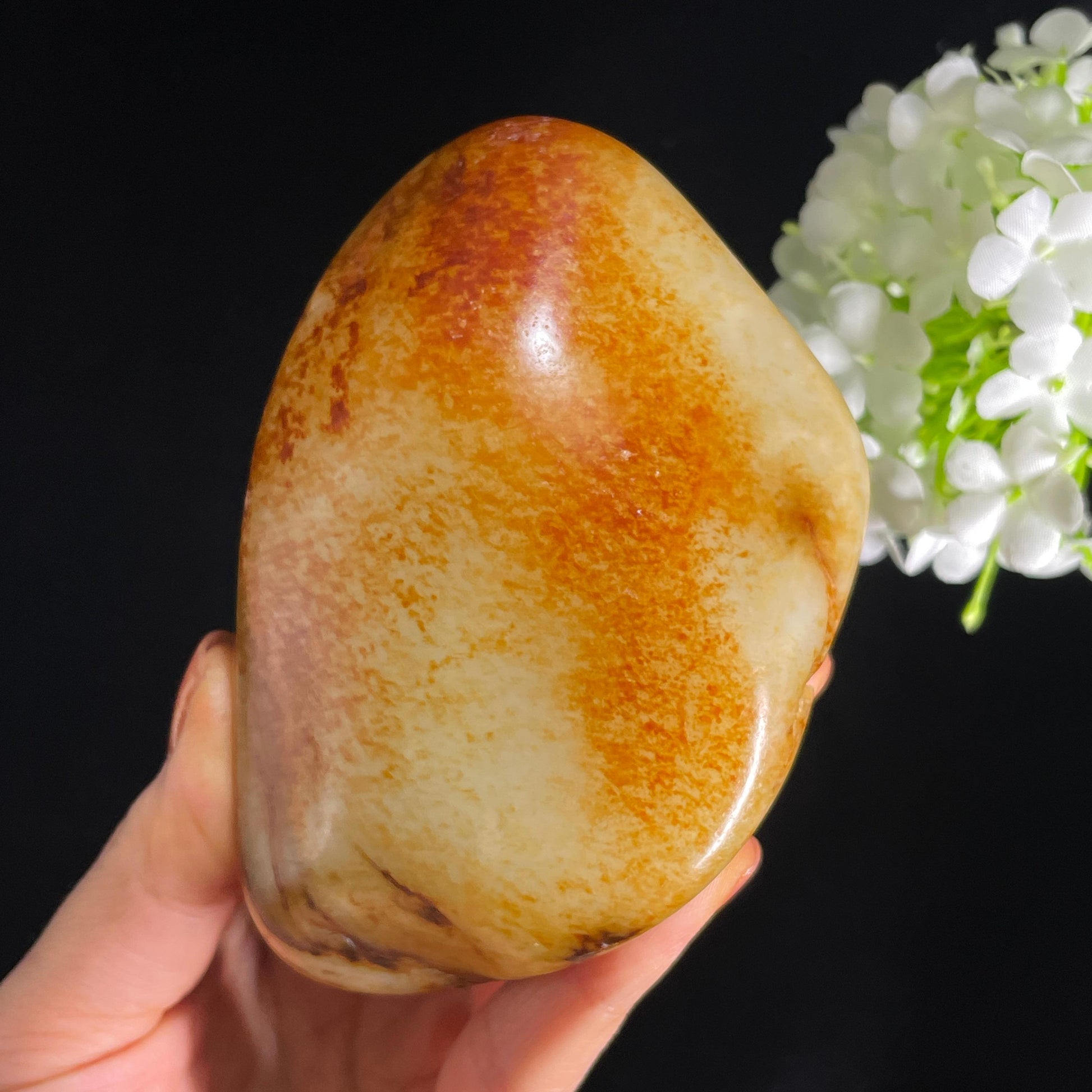 和田玉白玉“赤霞漫野”洒金皮聚红皮籽料（yc384271）