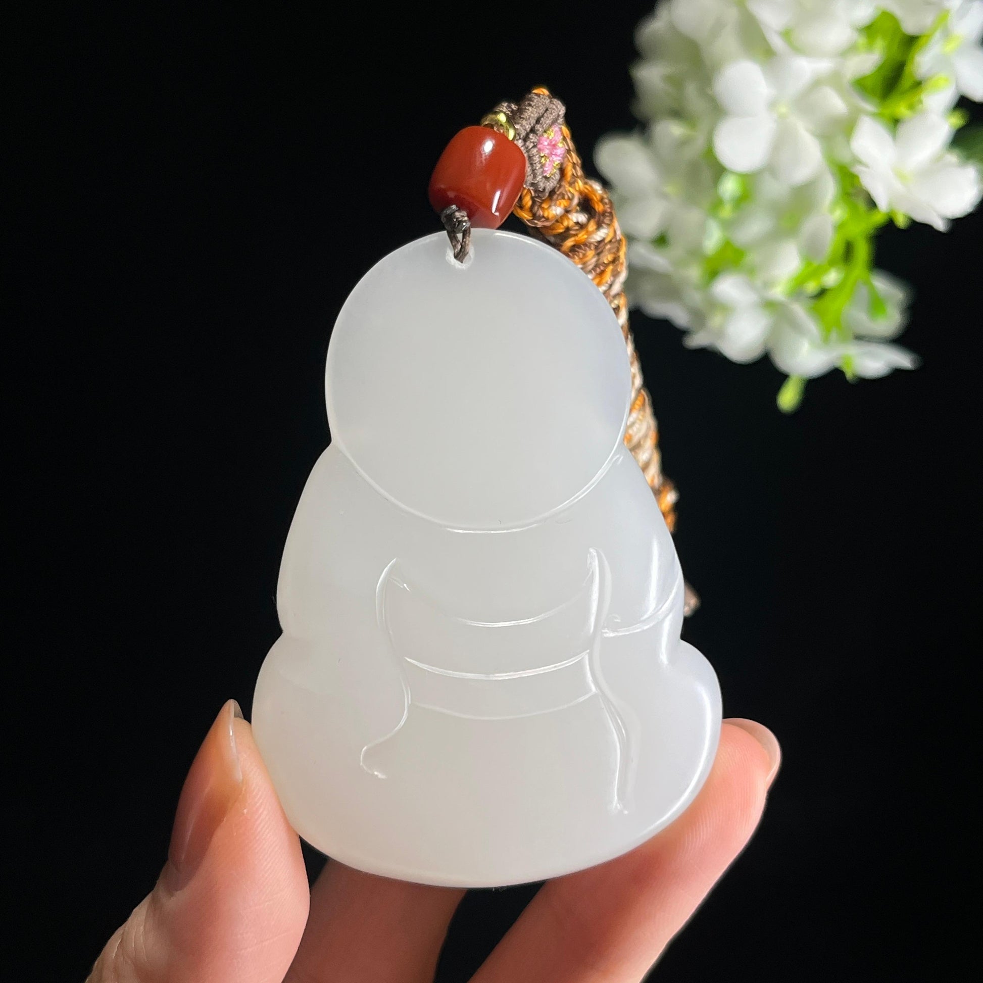 和田玉羊脂白玉“欢喜无量”弥勒佛挂件（yc349503）